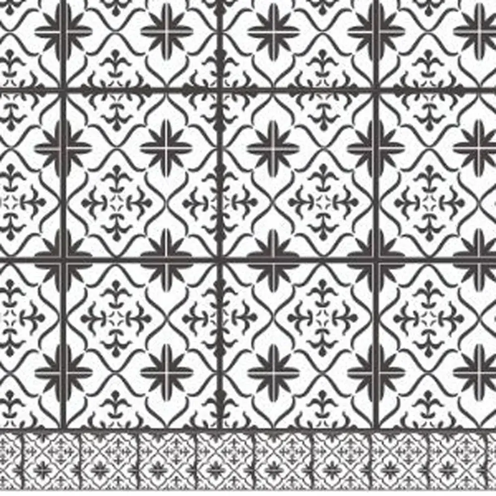 2' X 5' Dark Gray And White Tile Printed Vinyl Area Rug with UV Protection - Image 3