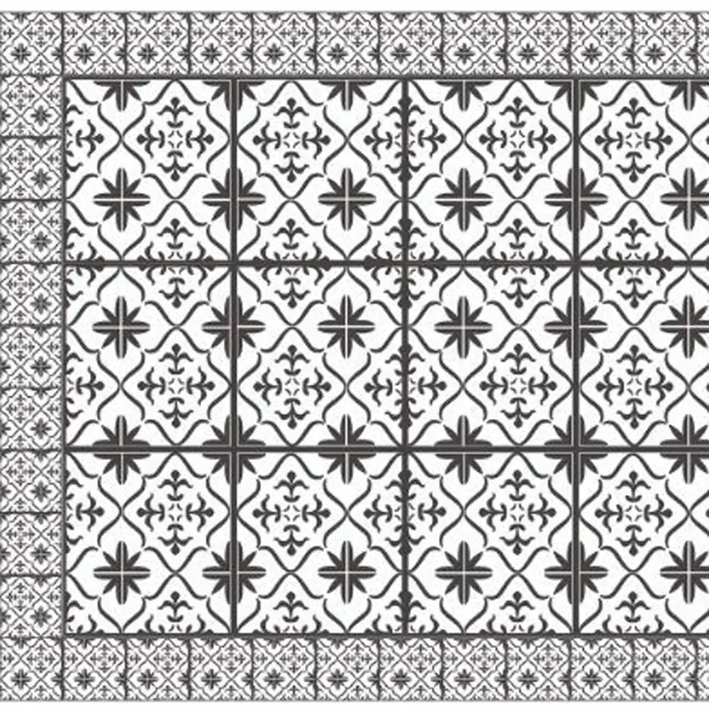 2' X 5' Dark Gray And White Tile Printed Vinyl Area Rug with UV Protection - Image 4