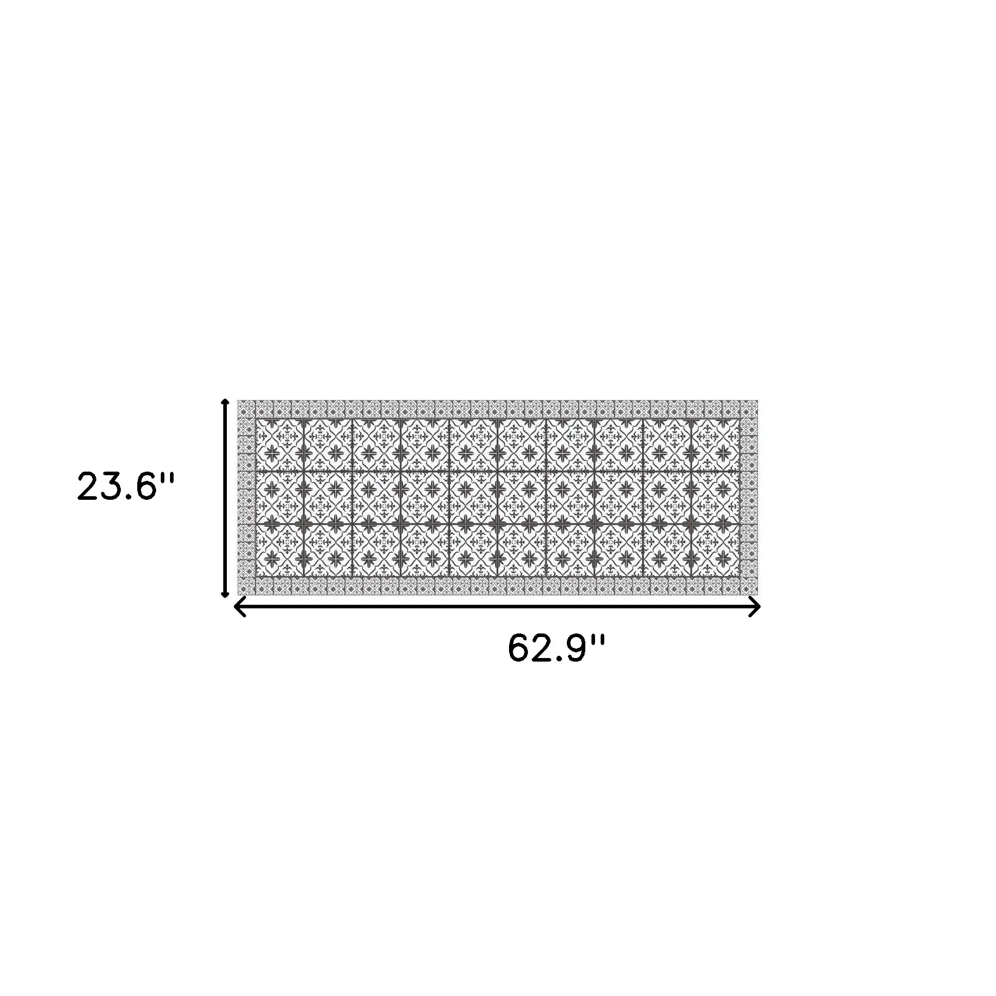 2' X 5' Dark Gray And White Tile Printed Vinyl Area Rug with UV Protection - Image 7