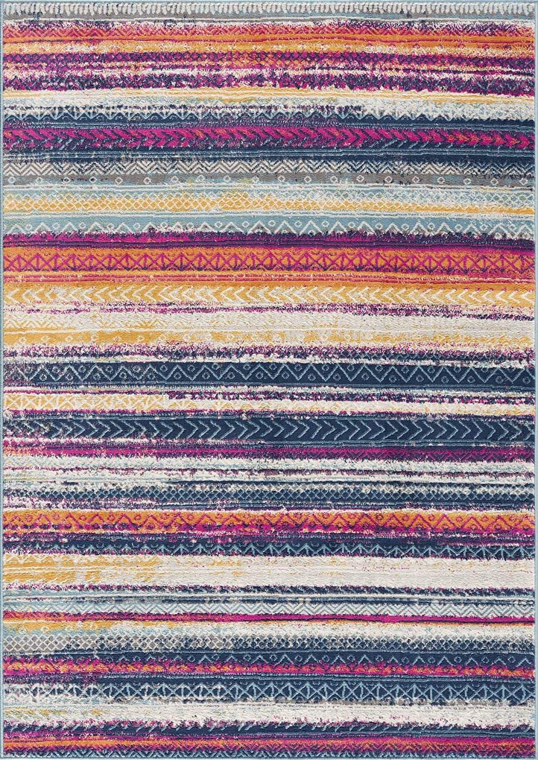 2' X 5' Multicolor Irregular Striped Area Rug - Image 2