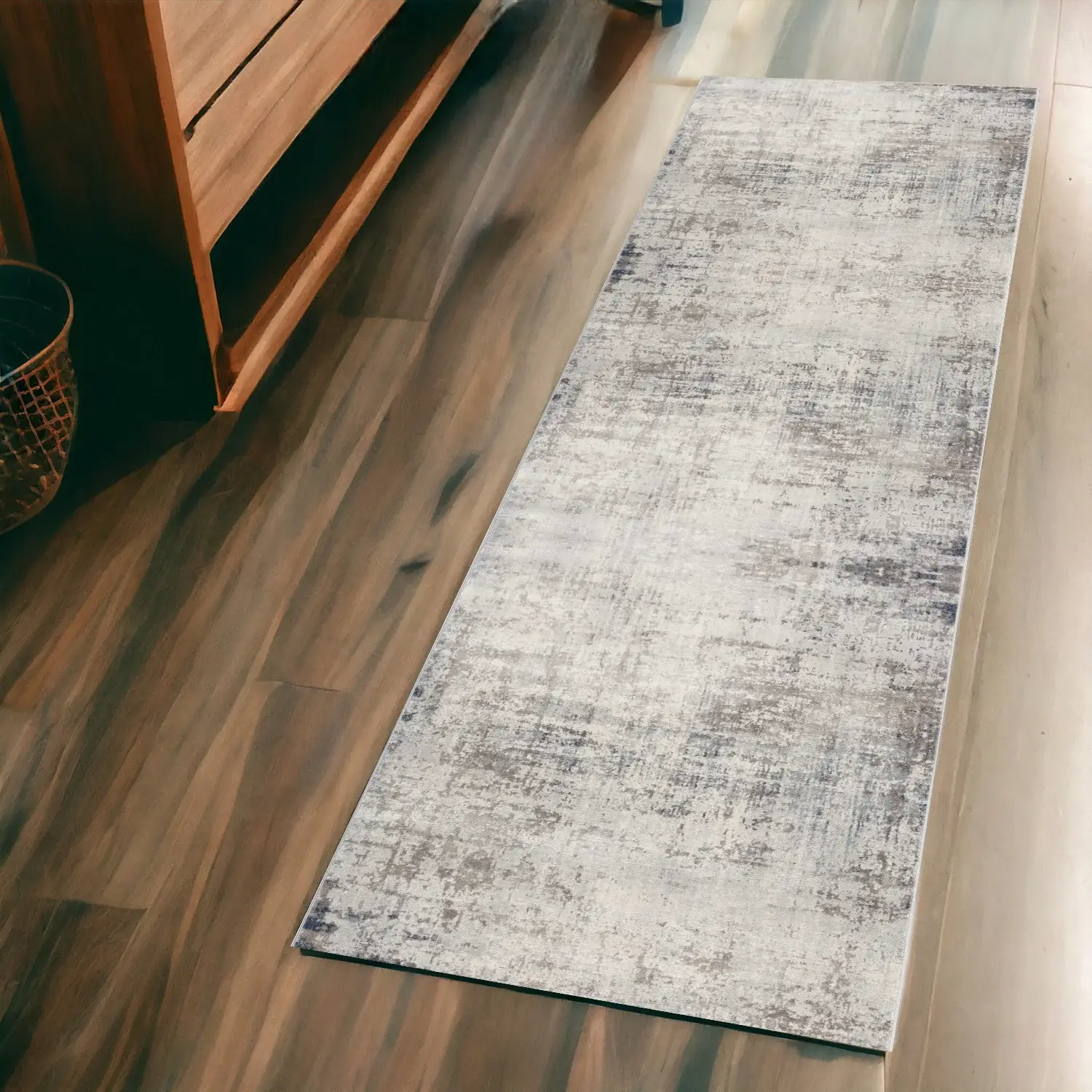 2' X 5' Navy Blue Distressed Striations Area Rug
