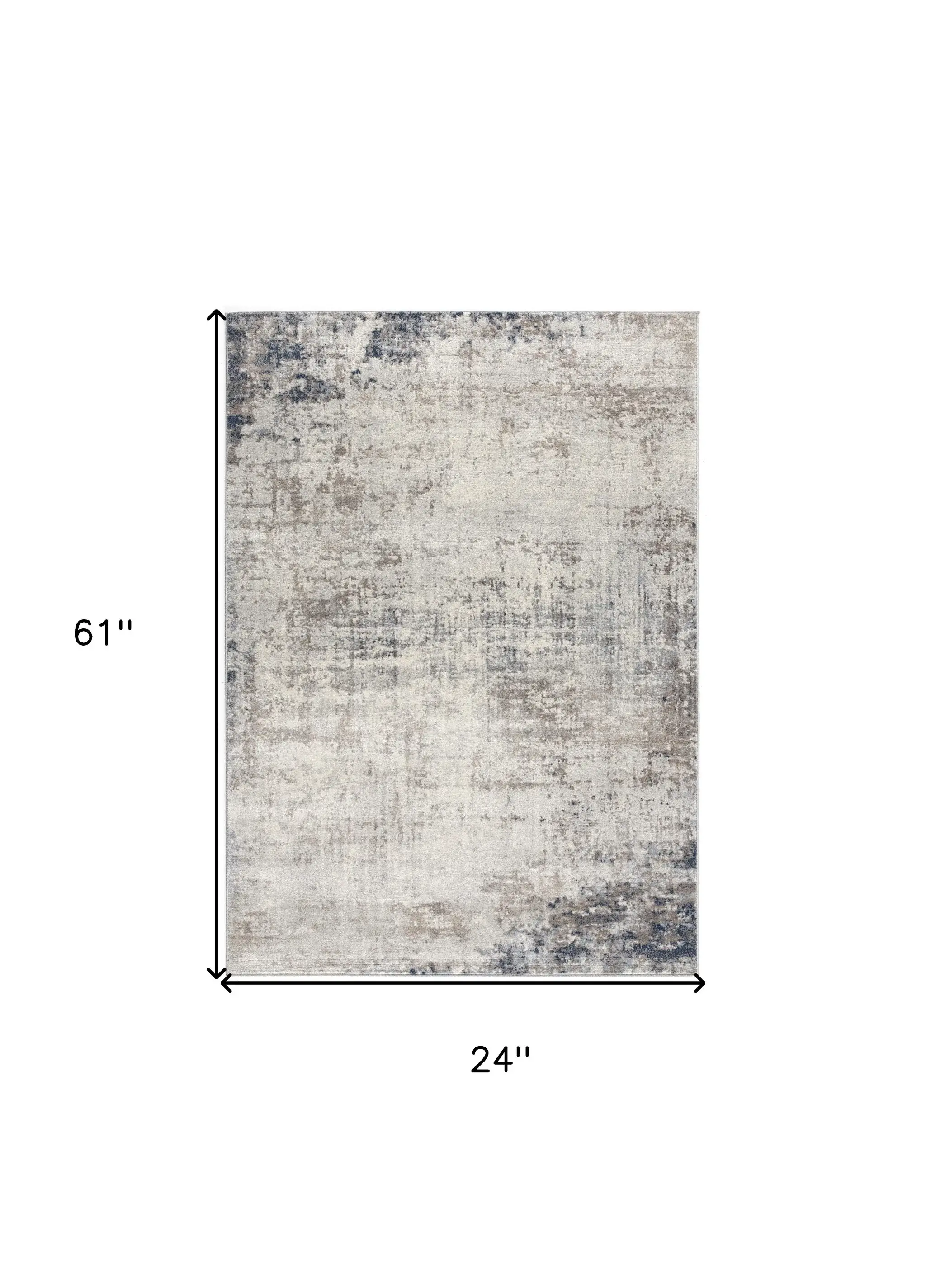 2' X 5' Navy Blue Distressed Striations Area Rug - Image 3