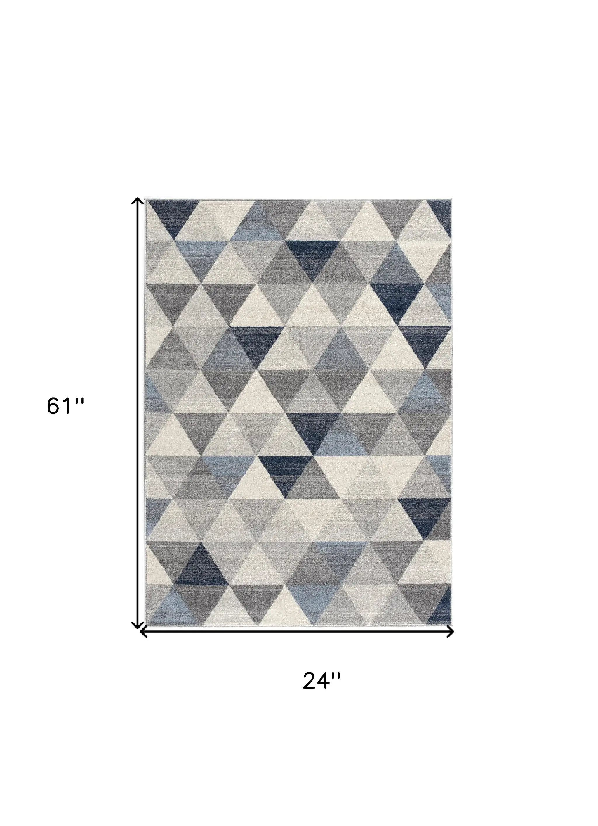 2' X 5' Navy Blue Geometric Diamond Area Rug - Image 3