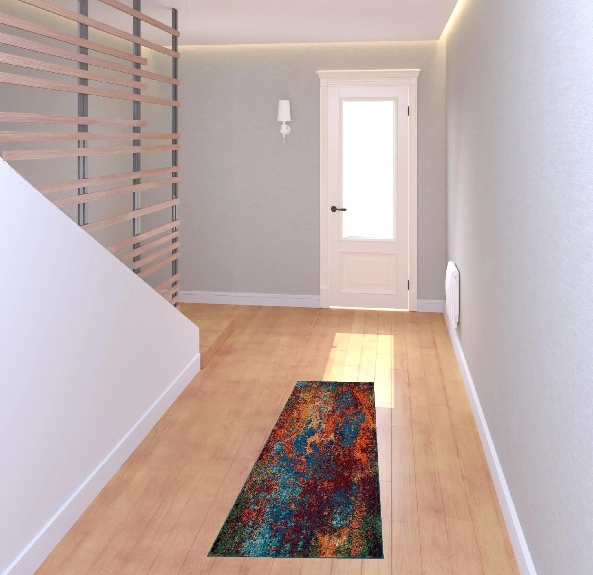 2' X 6' Atlantic Abstract Power Loom Non Skid Runner Rug - Image 2