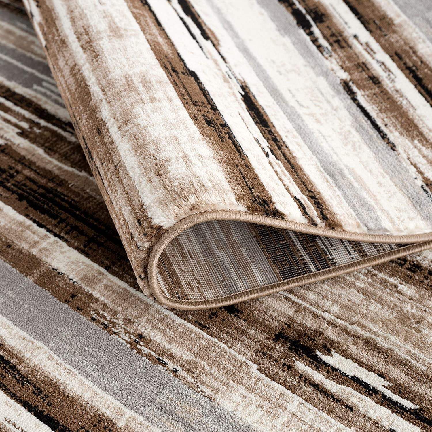 2' X 6' Beige Rustic Strokes Area Rug - Image 6