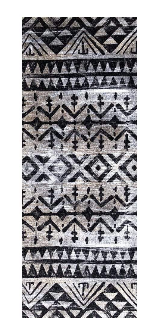 2' X 6' Black and Gray Aztec Washable Runner Rug - Image 2