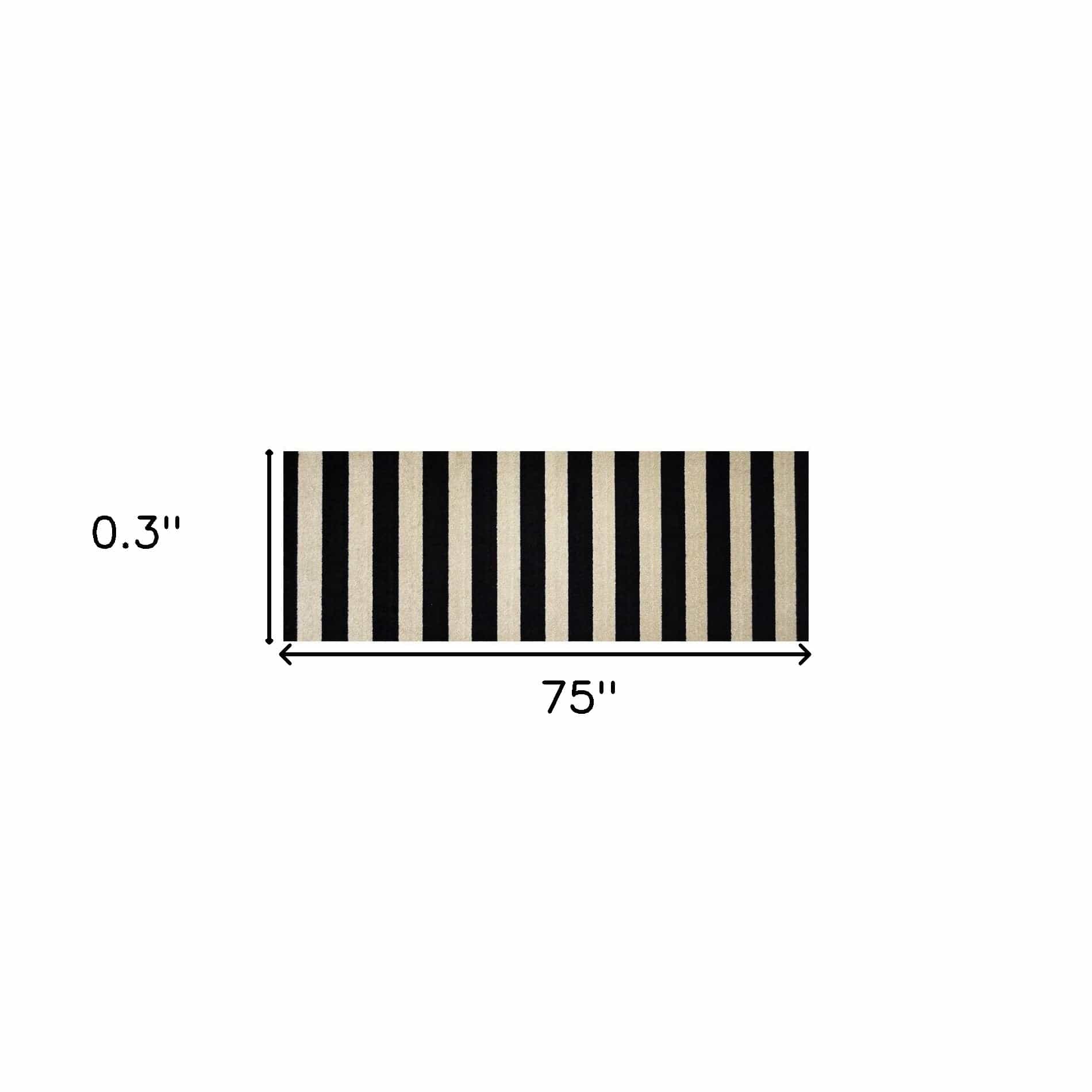 2' X 6' Black and Tan Wide Stripe Washable Runner Rug - Image 3