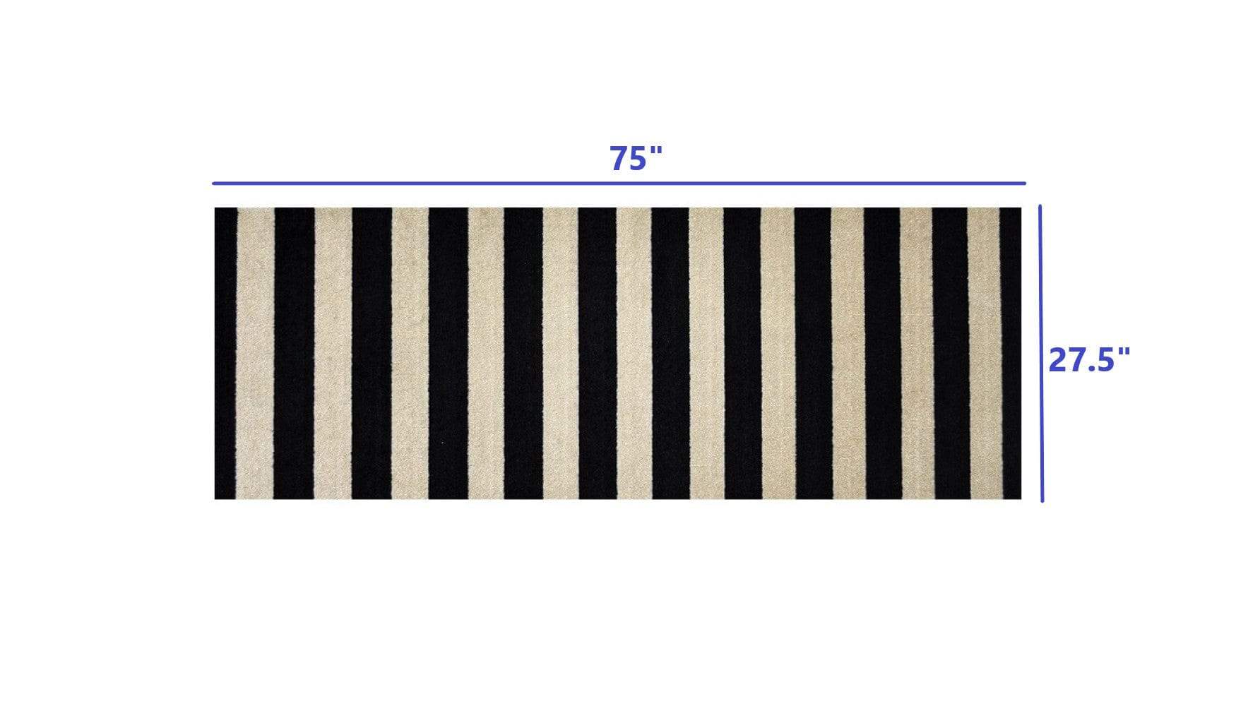2' X 6' Black and Tan Wide Stripe Washable Runner Rug - Image 6
