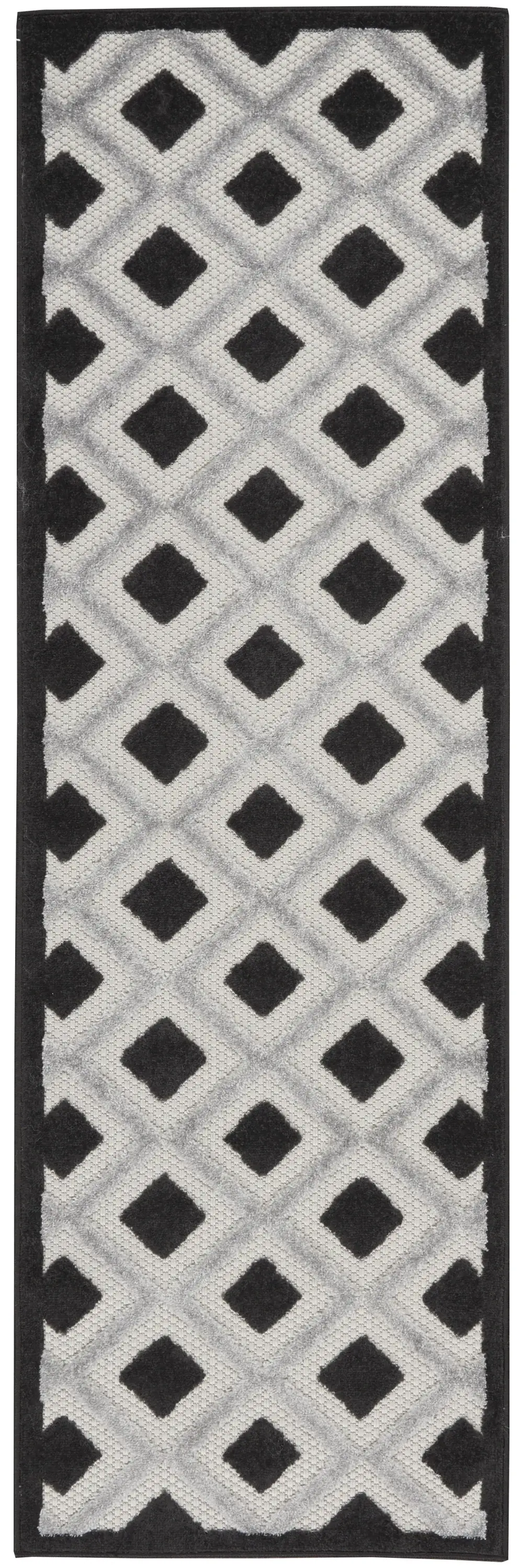 2' X 6' Black And White Gingham Non Skid Indoor Outdoor Runner Rug - Image 2