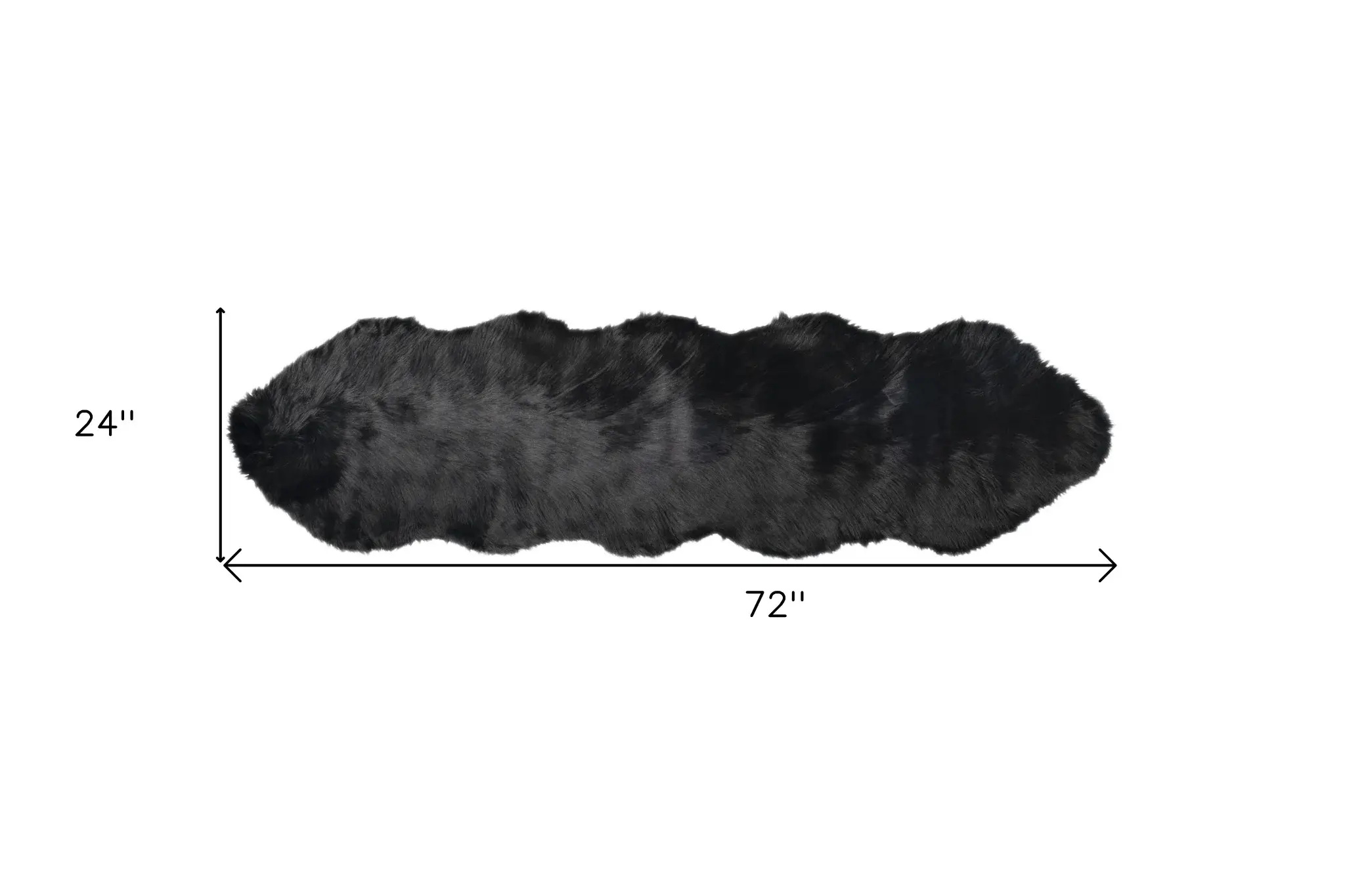 2' X 6' Black Faux Fur Washable Non Skid Area Rug - Image 2