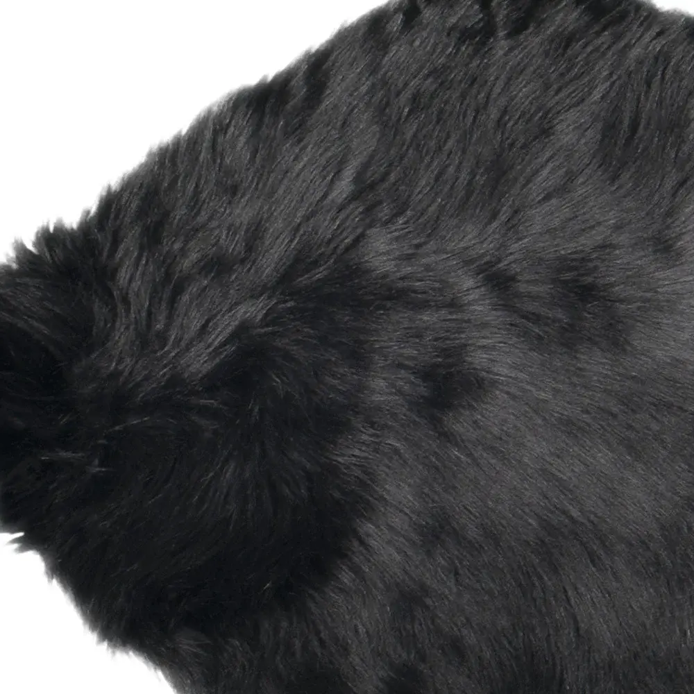 2' X 6' Black Faux Fur Washable Non Skid Area Rug - Image 4