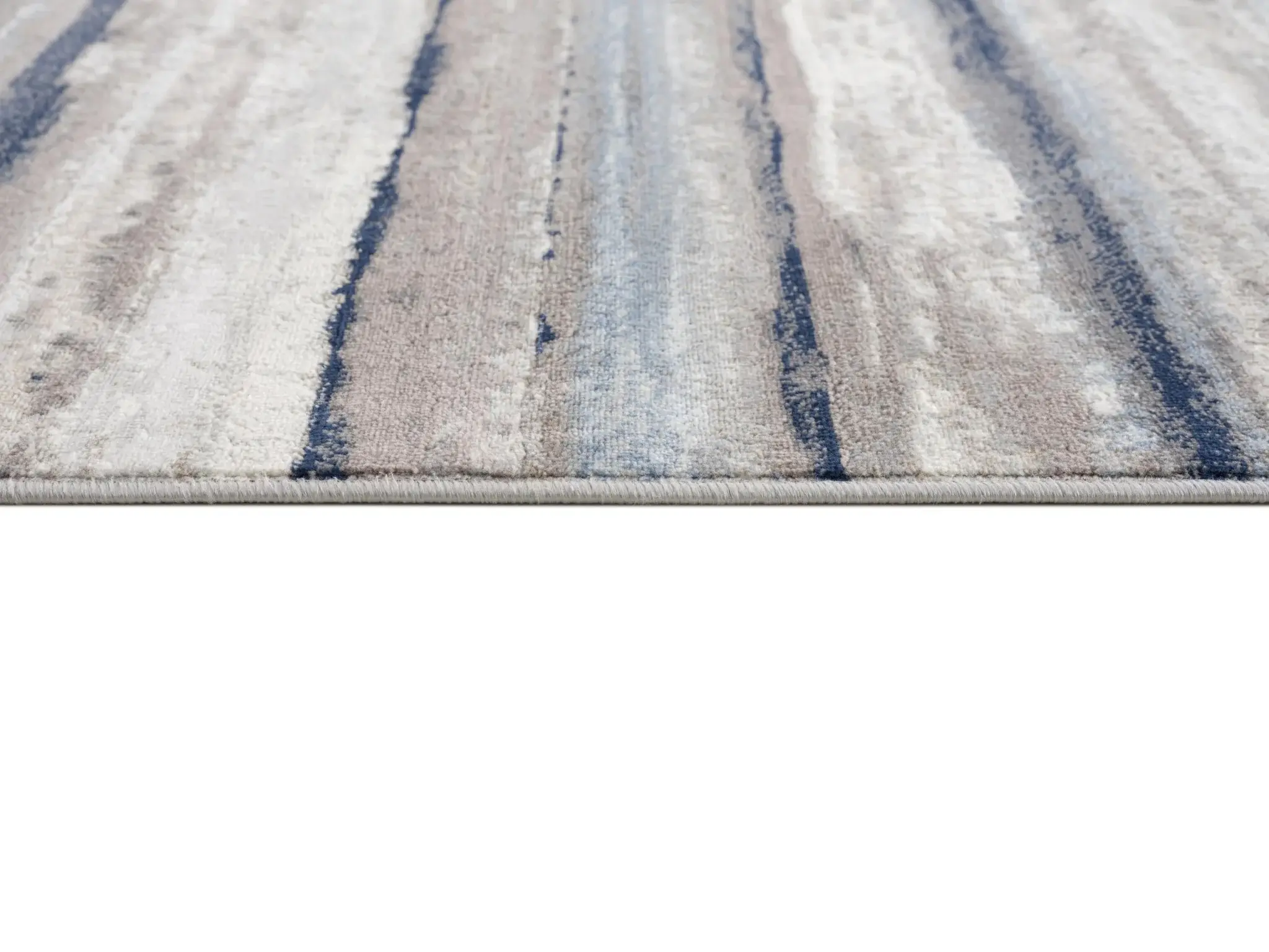 2' X 6' Blue And Beige Distressed Stripes Area Rug - Image 5