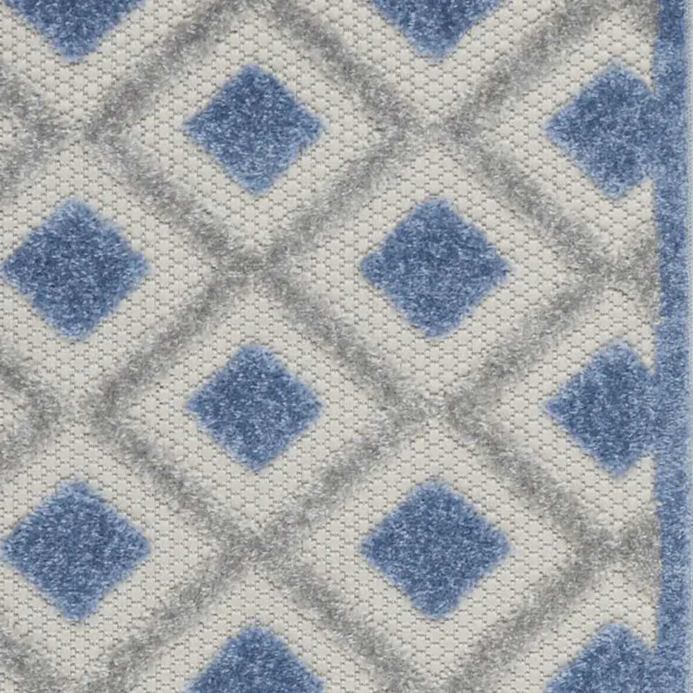 2' X 6' Blue And Grey Gingham Non Skid Indoor Outdoor Runner Rug - Image 2