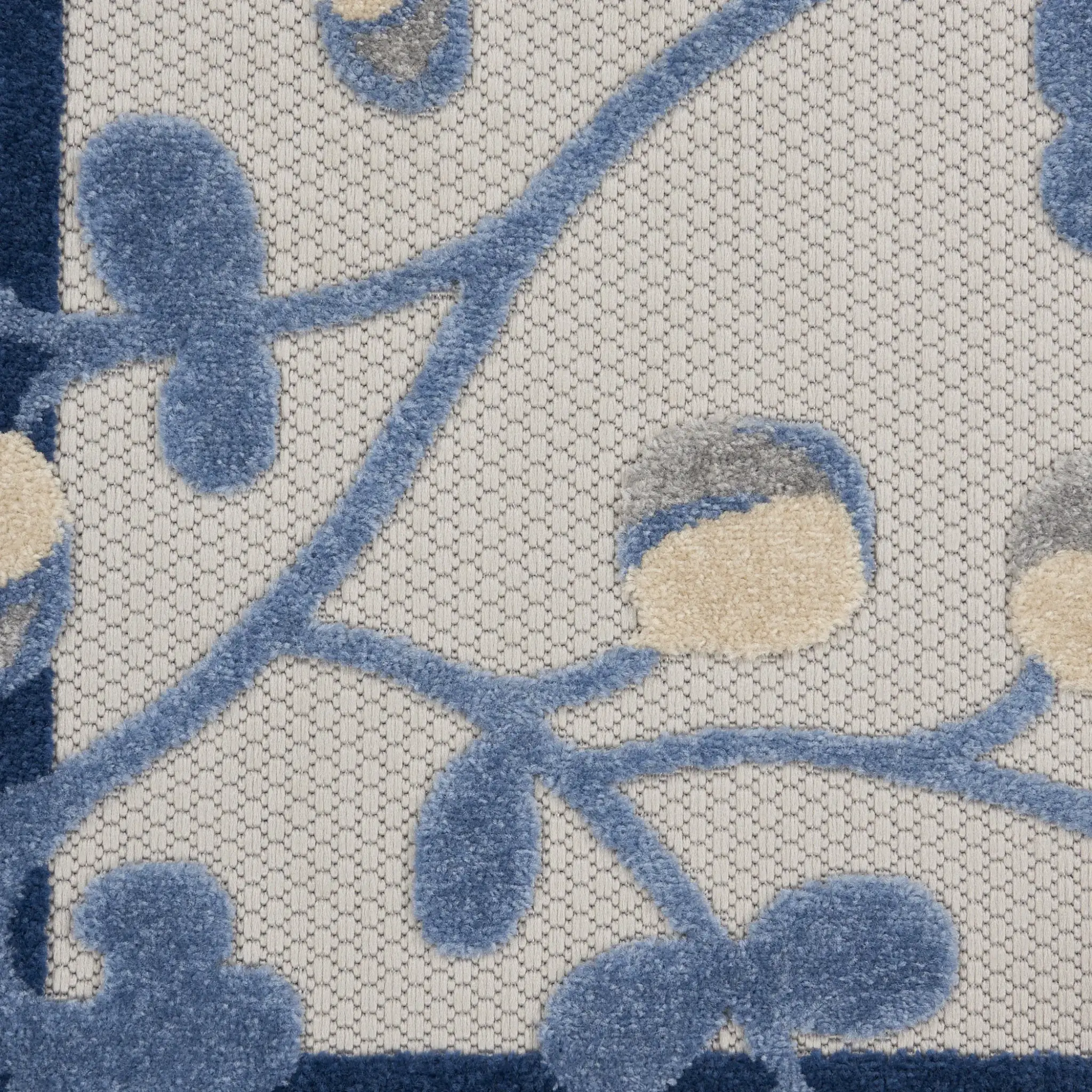 2' X 6' Blue And Grey Toile Non Skid Indoor Outdoor Runner Rug - Image 2