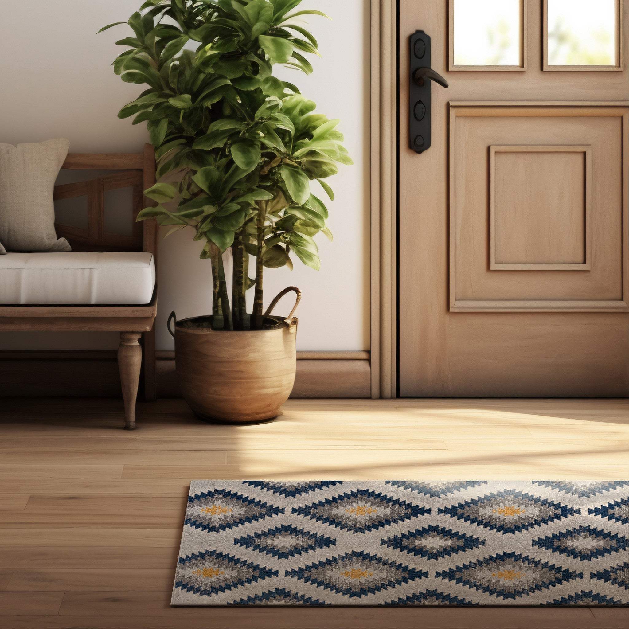 2' X 6' Blue Ikat Kilim Area Rug - Image 6