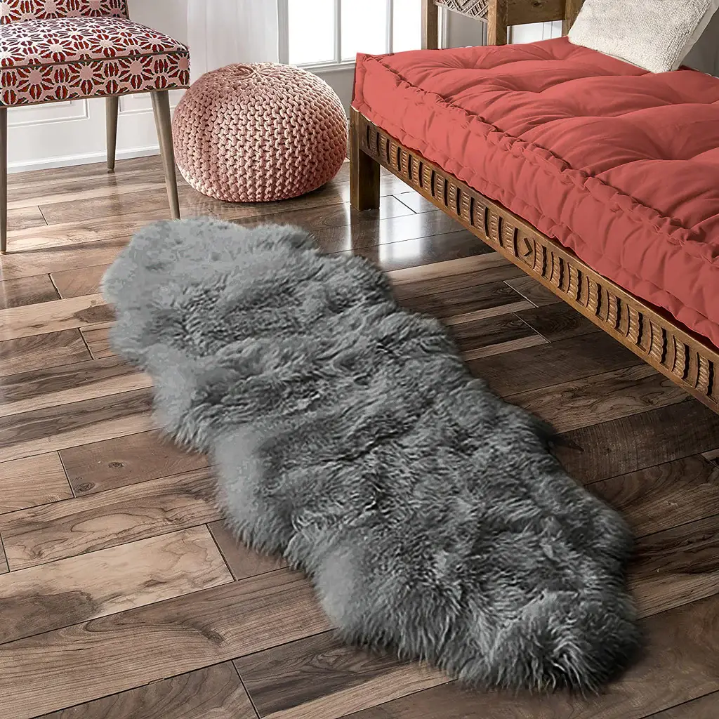 2' X 6' Dark Gray New Zealand Lambs Wool Handmade Area Rug - Image 3