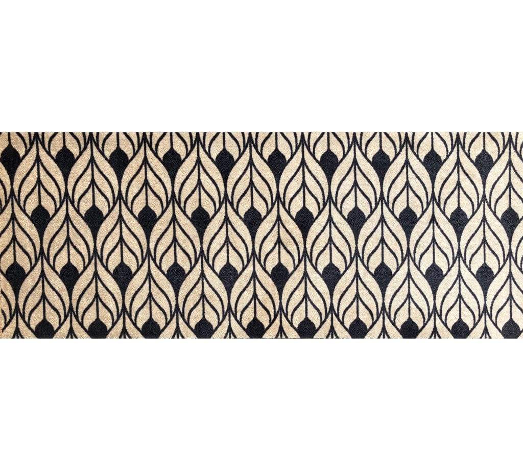 2' X 6' Graphite and Tan Abstract Leaves Washable Runner Rug - Image 2