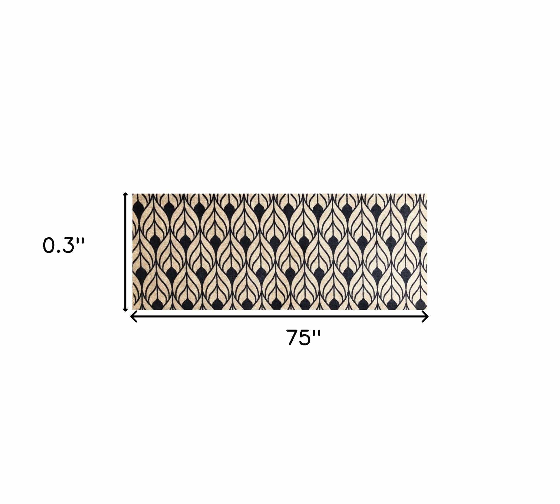2' X 6' Graphite and Tan Abstract Leaves Washable Runner Rug - Image 3