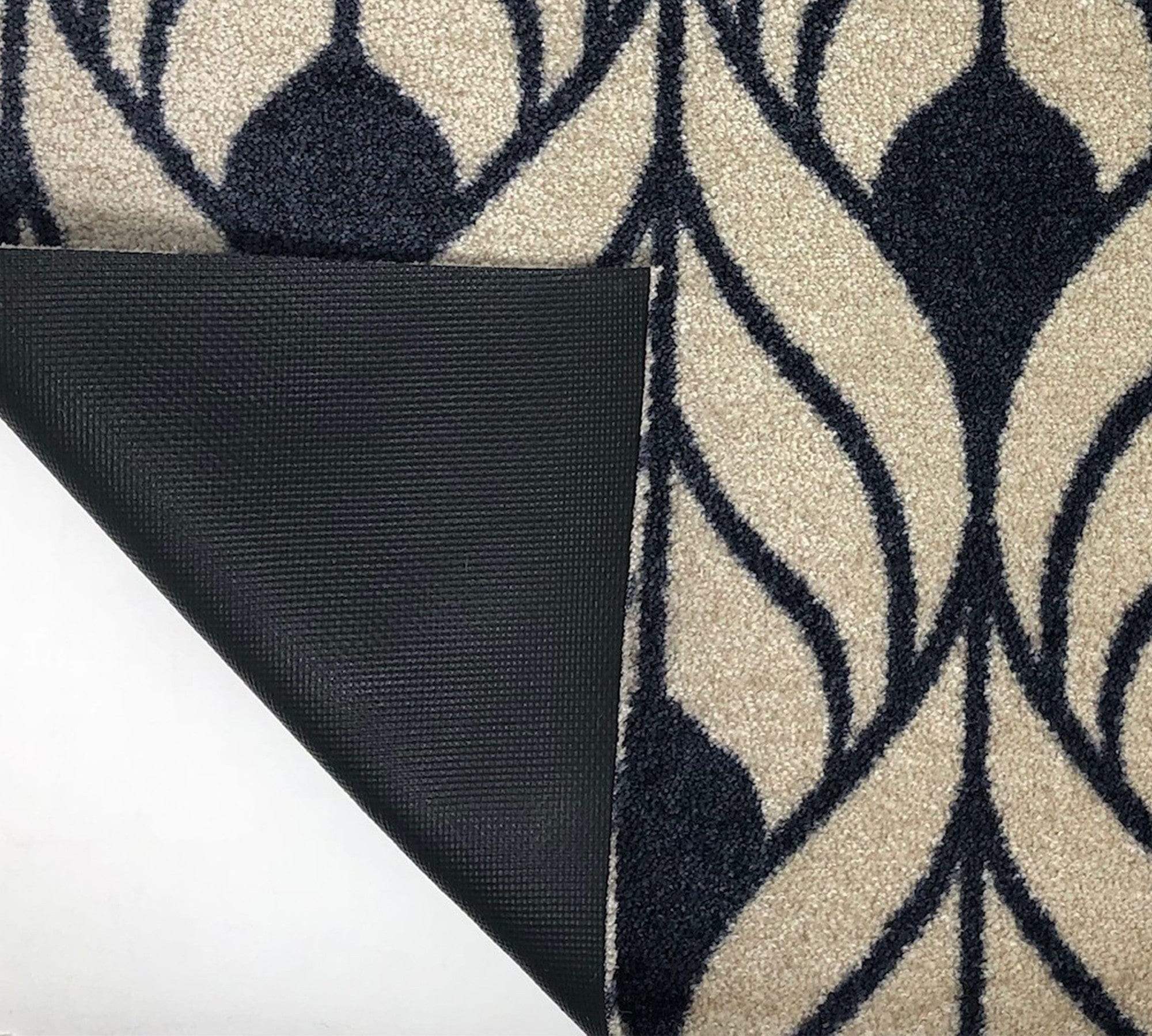 2' X 6' Graphite and Tan Abstract Leaves Washable Runner Rug - Image 5