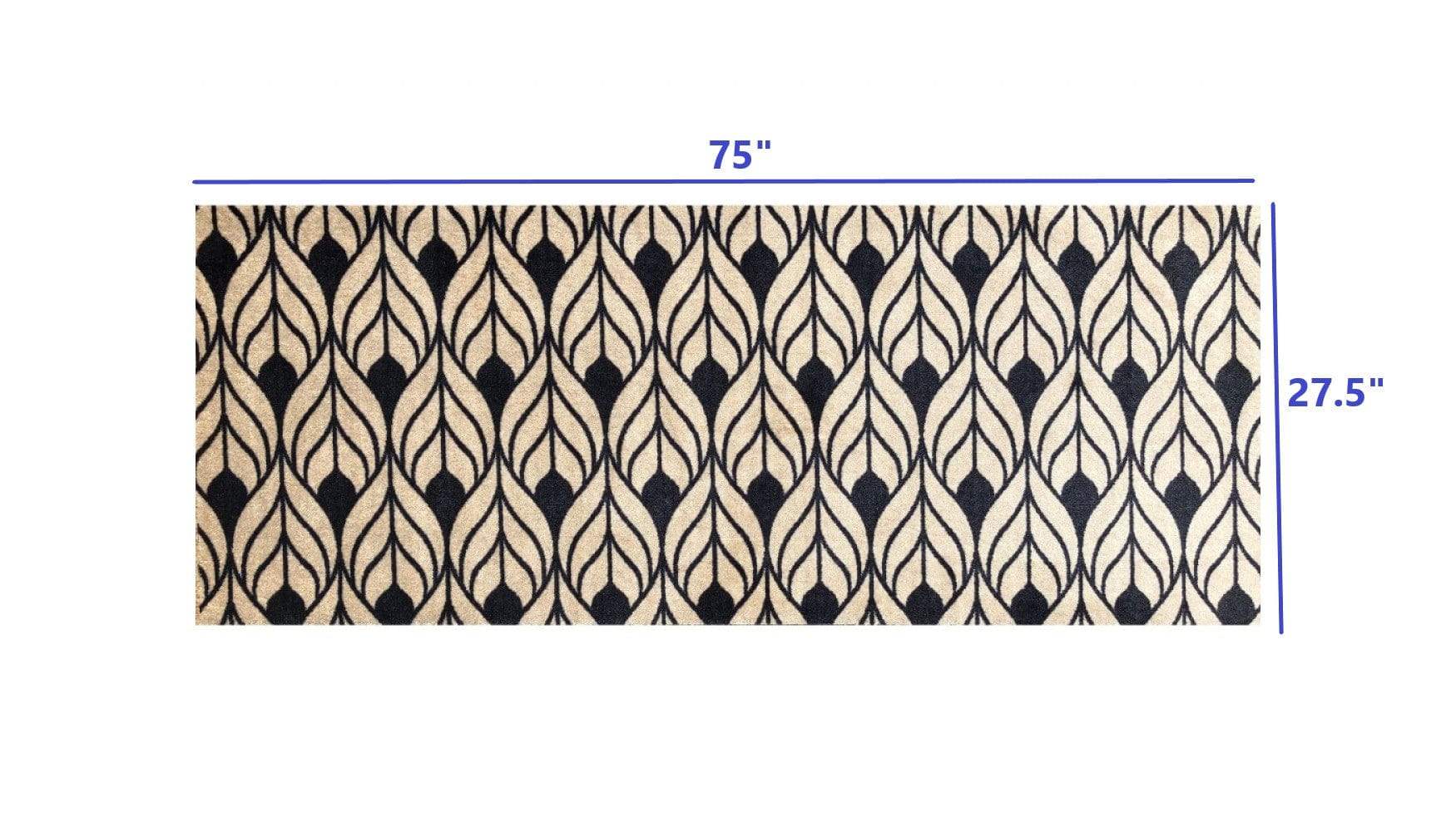 2' X 6' Graphite and Tan Abstract Leaves Washable Runner Rug - Image 6