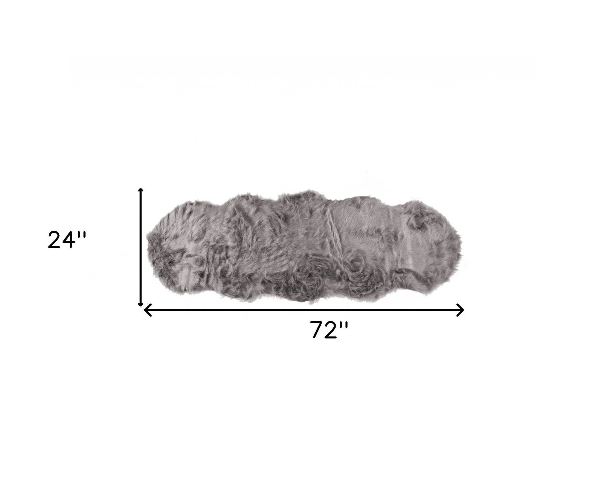2' X 6' Gray Sheepskin Double - Area Rug - Image 3