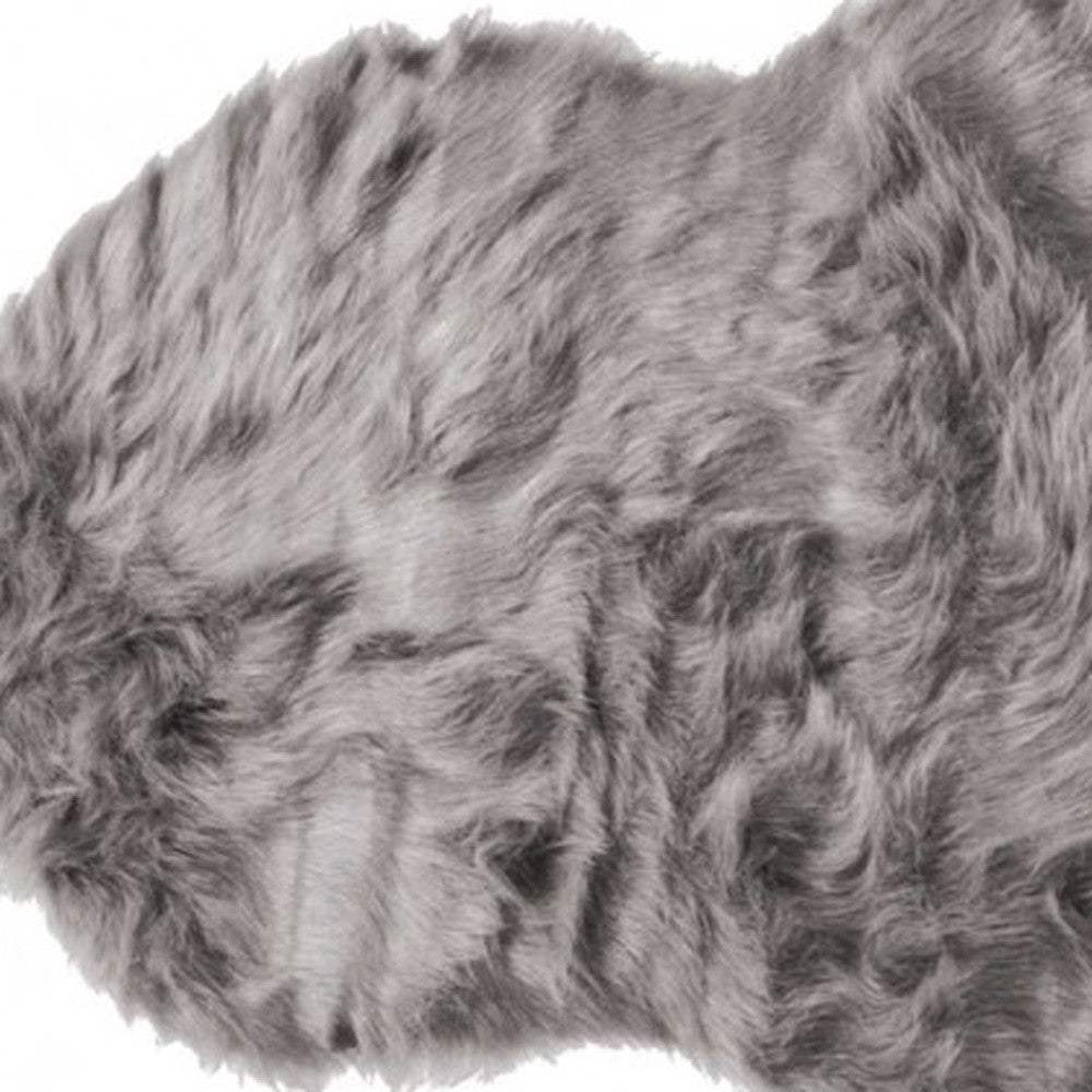 2' X 6' Gray Sheepskin Double - Area Rug - Image 4