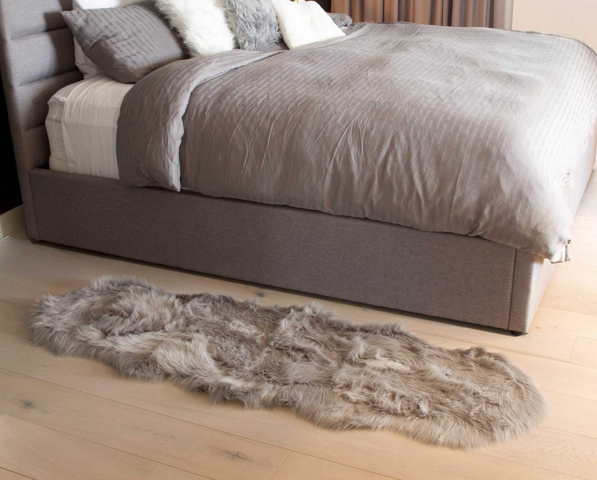 2' X 6' Gray Sheepskin Double - Area Rug - Image 6