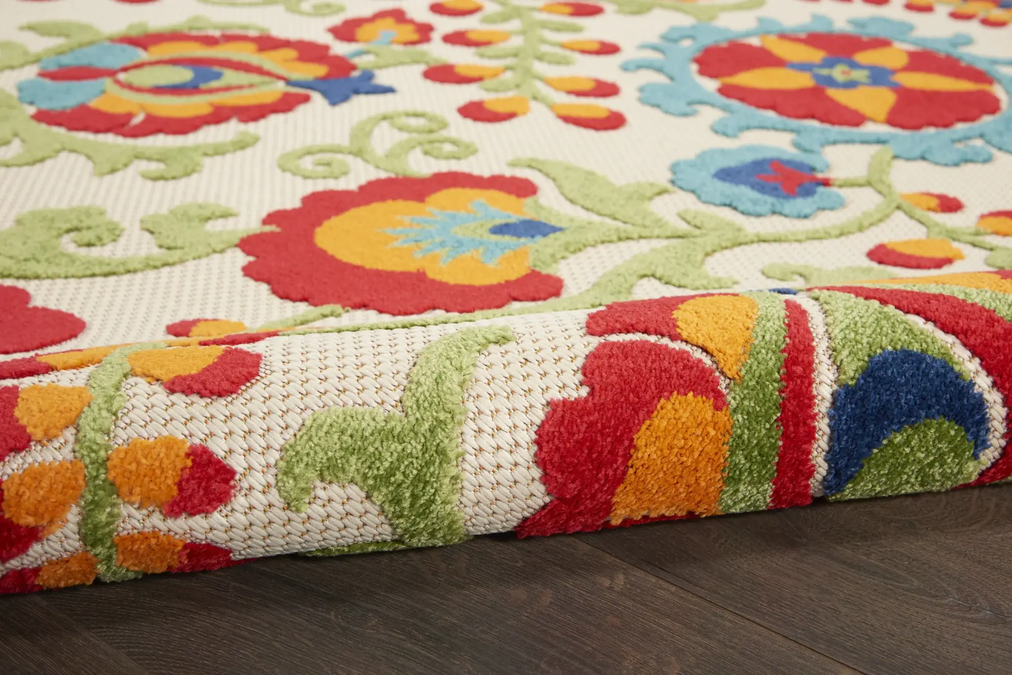 2' X 6' Green And Ivory Floral Indoor Outdoor Area Rug - Image 6