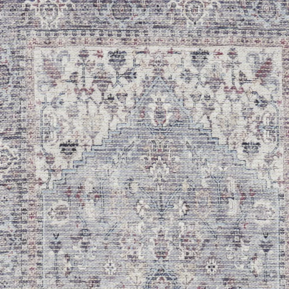 2' X 6' Grey Oriental Power Loom Distressed Washable Runner Rug - Image 3