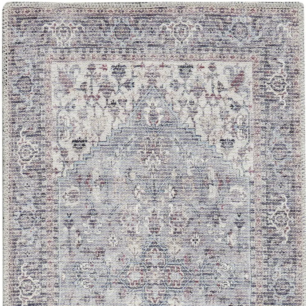 2' X 6' Grey Oriental Power Loom Distressed Washable Runner Rug - Image 4