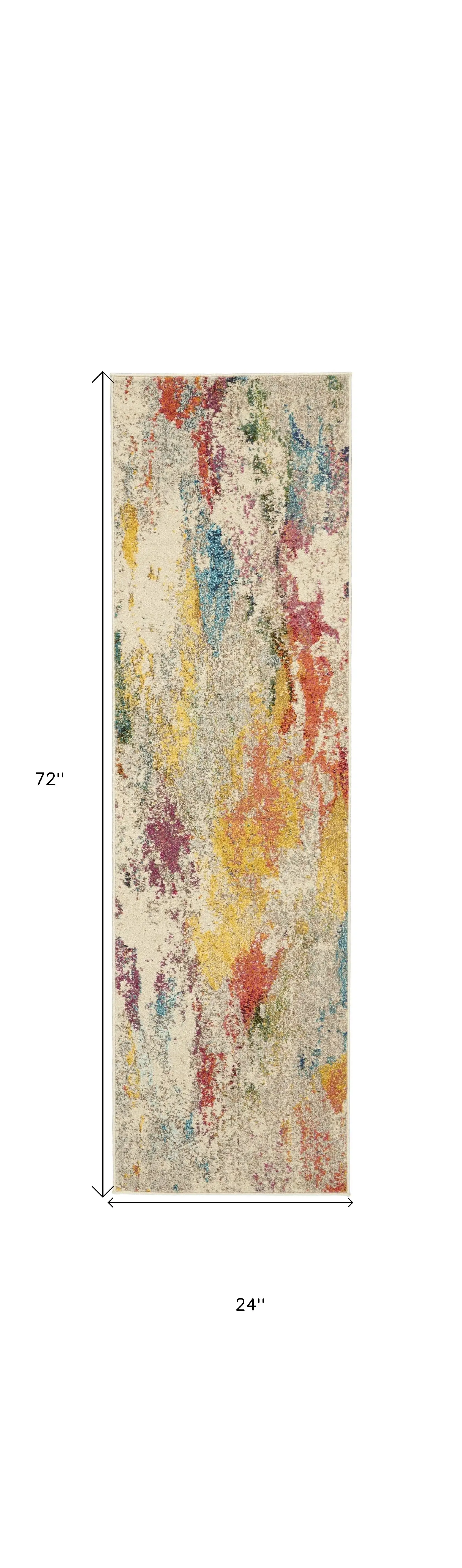 2' X 6' Ivory Abstract Power Loom Non Skid Area Rug - Image 5