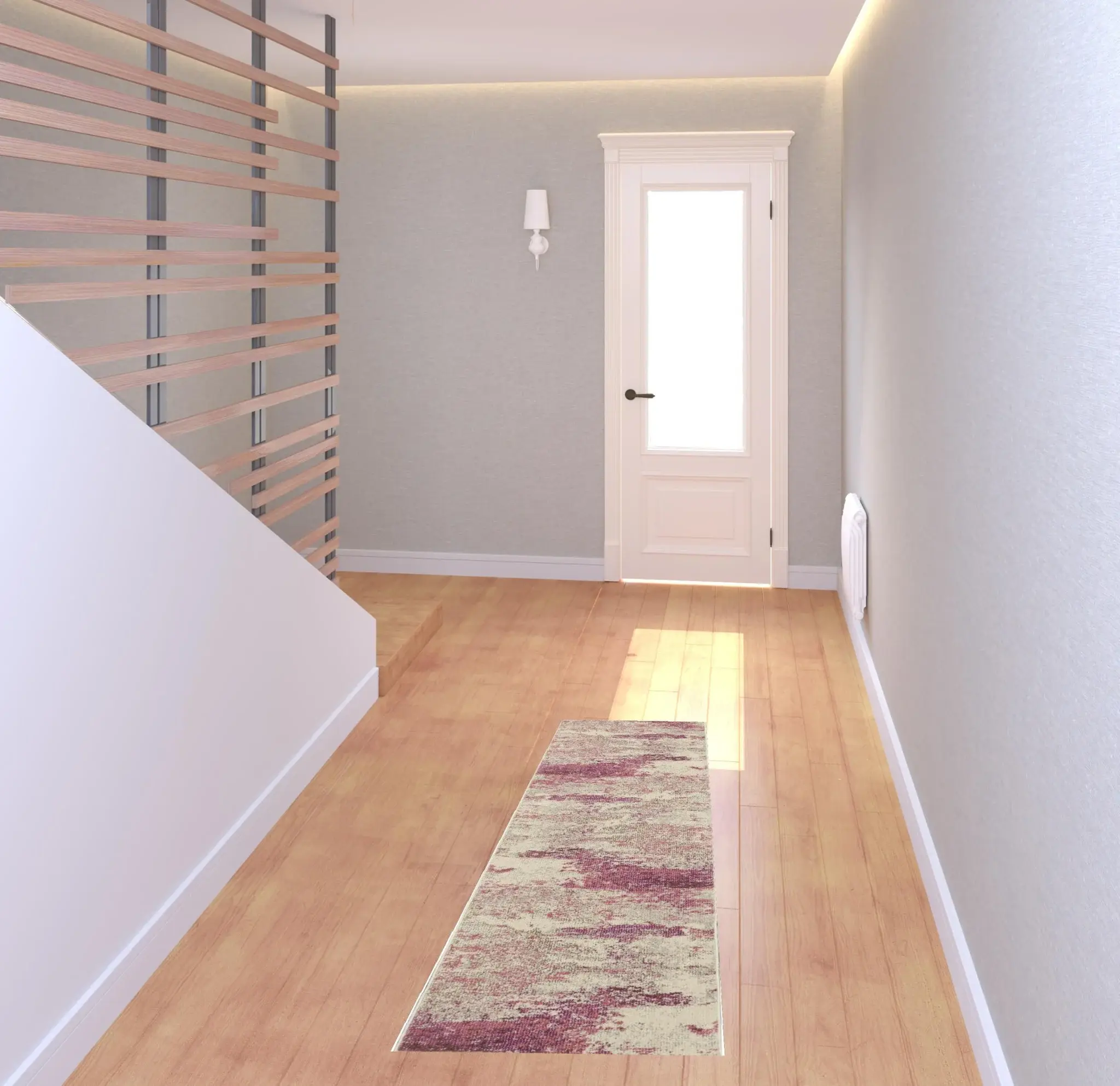 2' X 6' Ivory And Pink Abstract Power Loom Non Skid Runner Rug - Image 2
