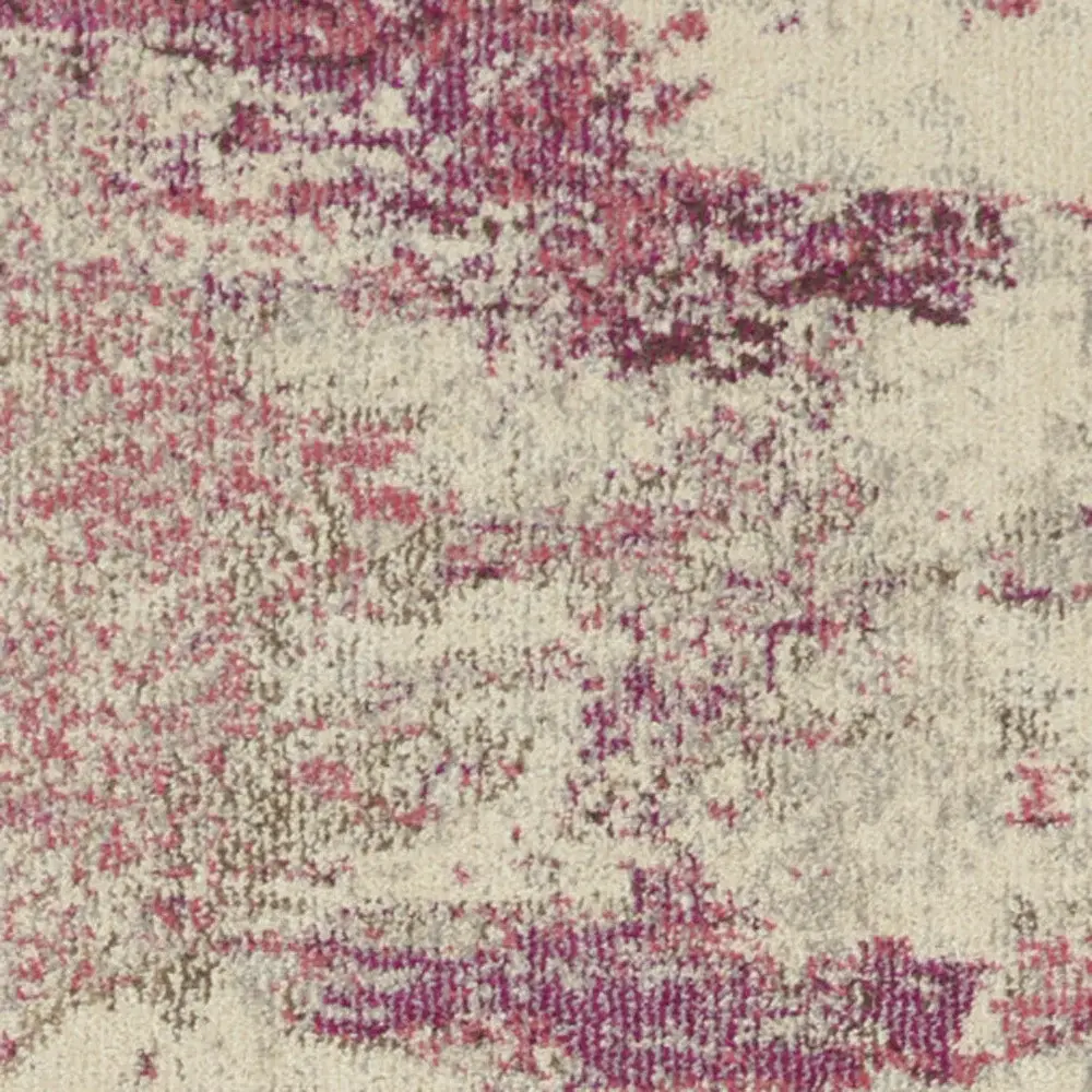 2' X 6' Ivory And Pink Abstract Power Loom Non Skid Runner Rug - Image 3
