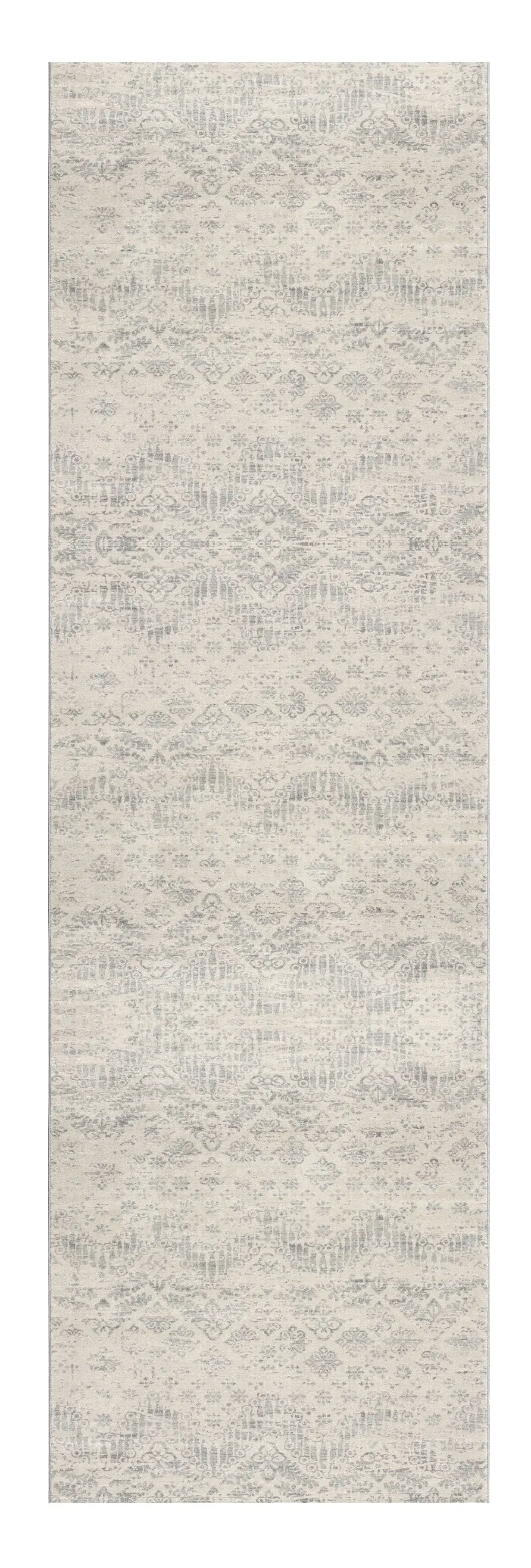 2' X 6' Ivory Distressed Ikat Pattern Area Rug - Image 2