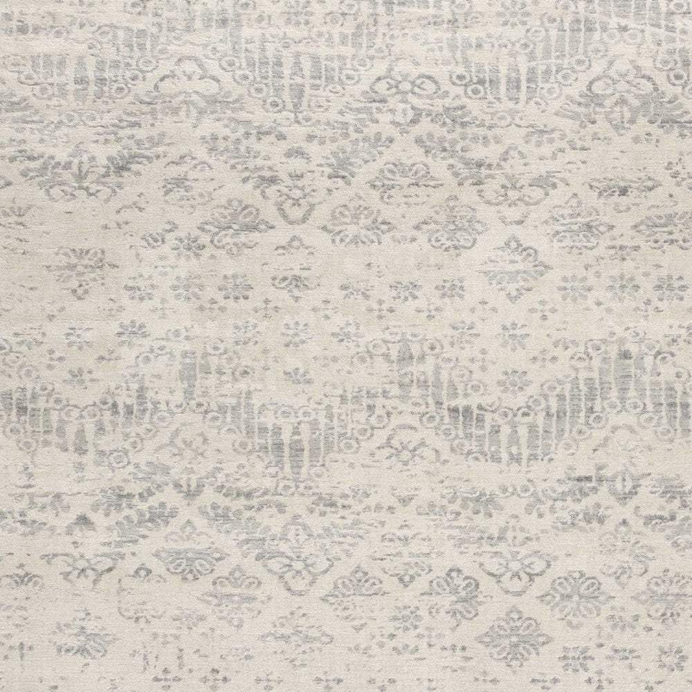 2' X 6' Ivory Distressed Ikat Pattern Area Rug - Image 4