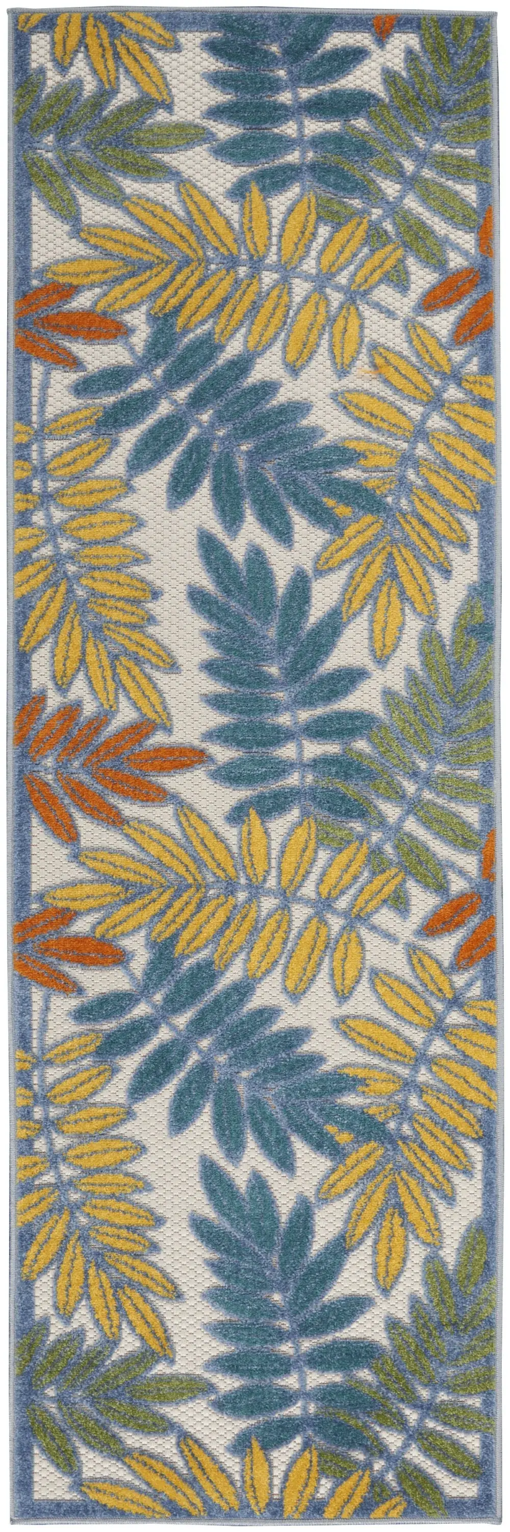 2' X 6' Ivory Floral Non Skid Indoor Outdoor Runner Rug - Image 2