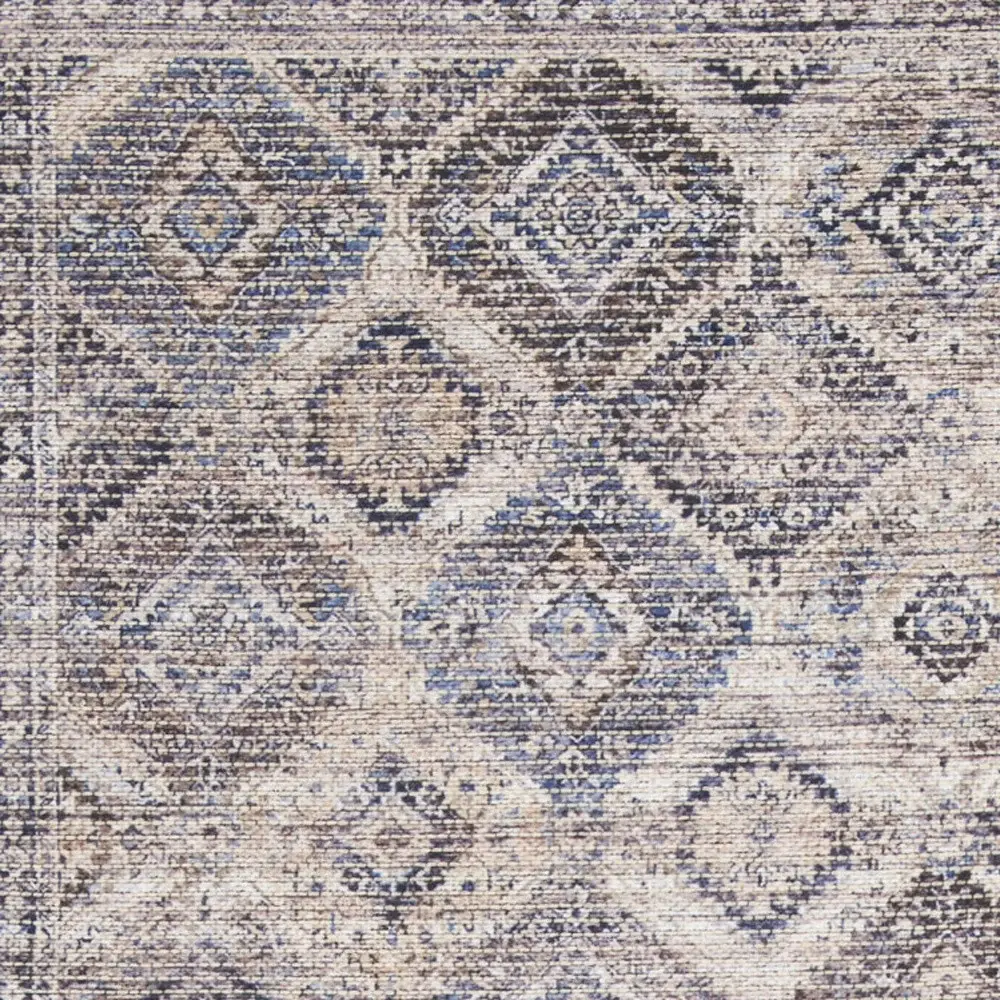 2' X 6' Ivory Latte Oriental Power Loom Distressed Washable Runner Rug - Image 3