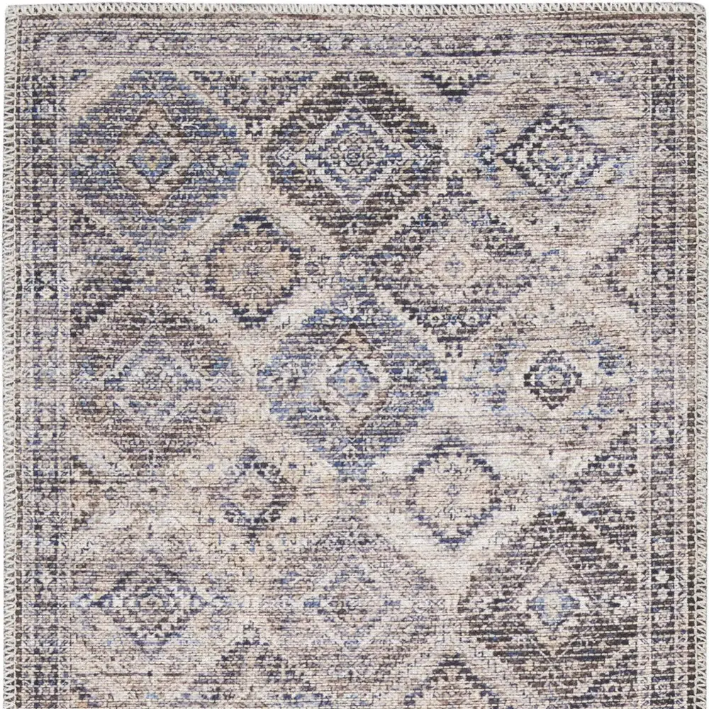 2' X 6' Ivory Latte Oriental Power Loom Distressed Washable Runner Rug - Image 4