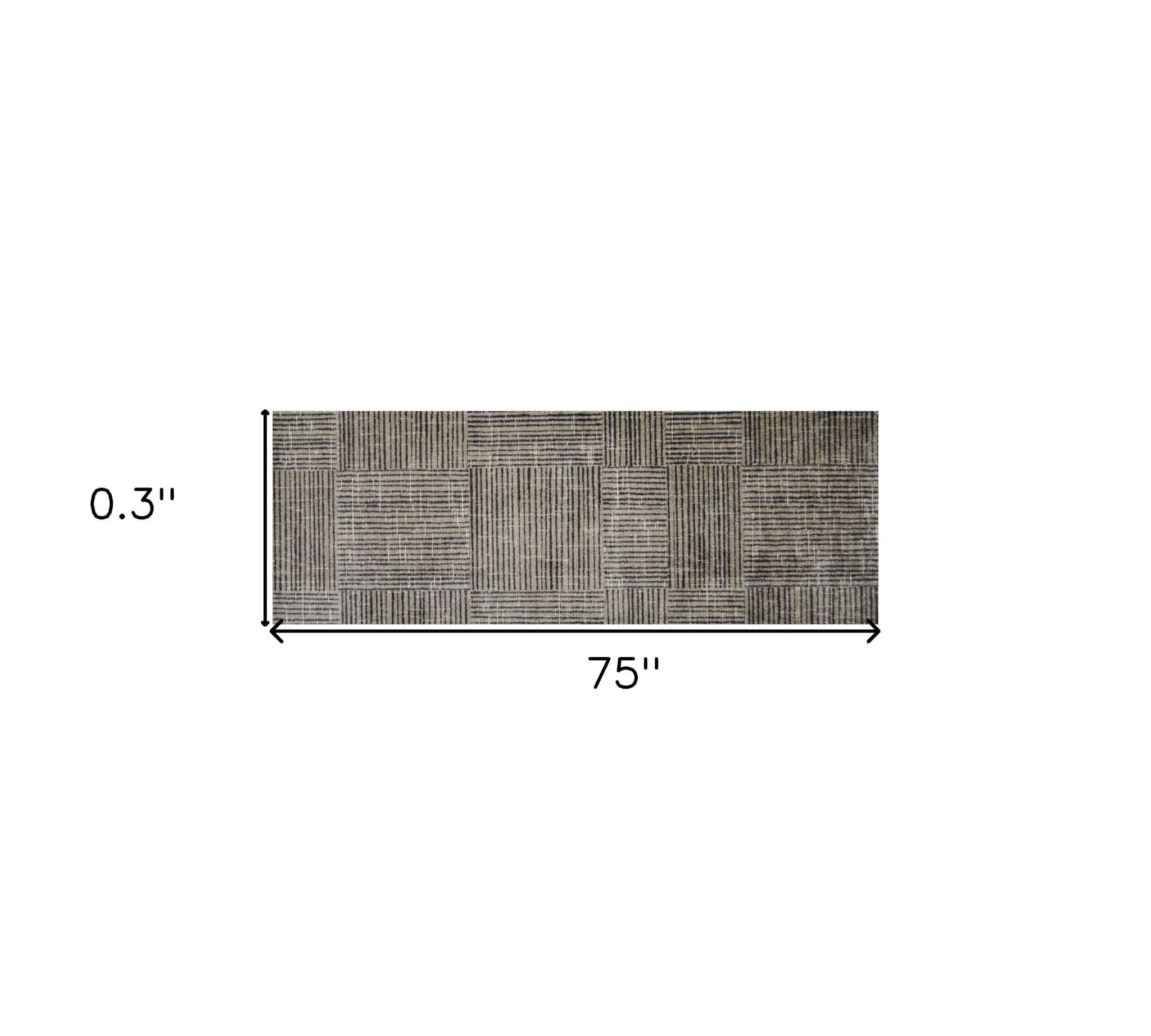 2' X 6' Modern Geo Lines in Squares Washable Runner Rug - Image 3