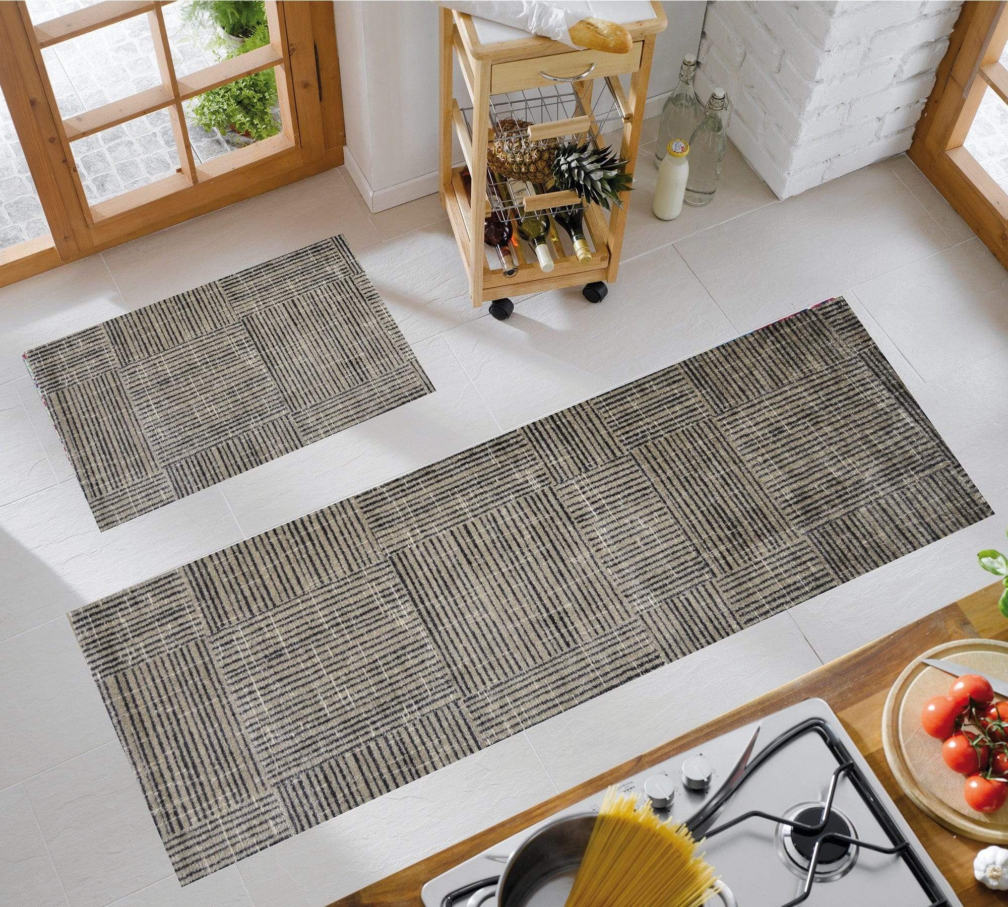 2' X 6' Modern Geo Lines in Squares Washable Runner Rug - Image 5