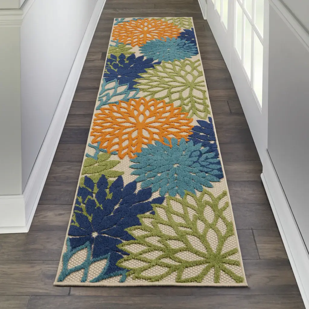 2' X 6' Multicolor Floral Indoor Outdoor Area Rug - Image 2