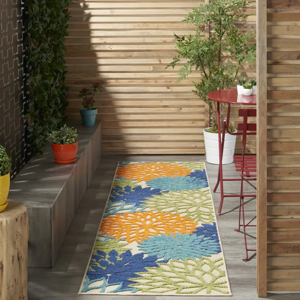 2' X 6' Multicolor Floral Indoor Outdoor Area Rug - Image 3