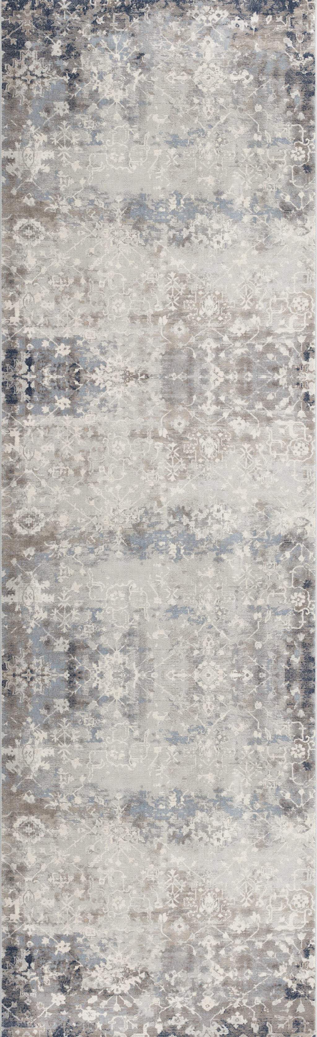 2' X 6' Navy And Beige Distressed Vines Area Rug - Image 2