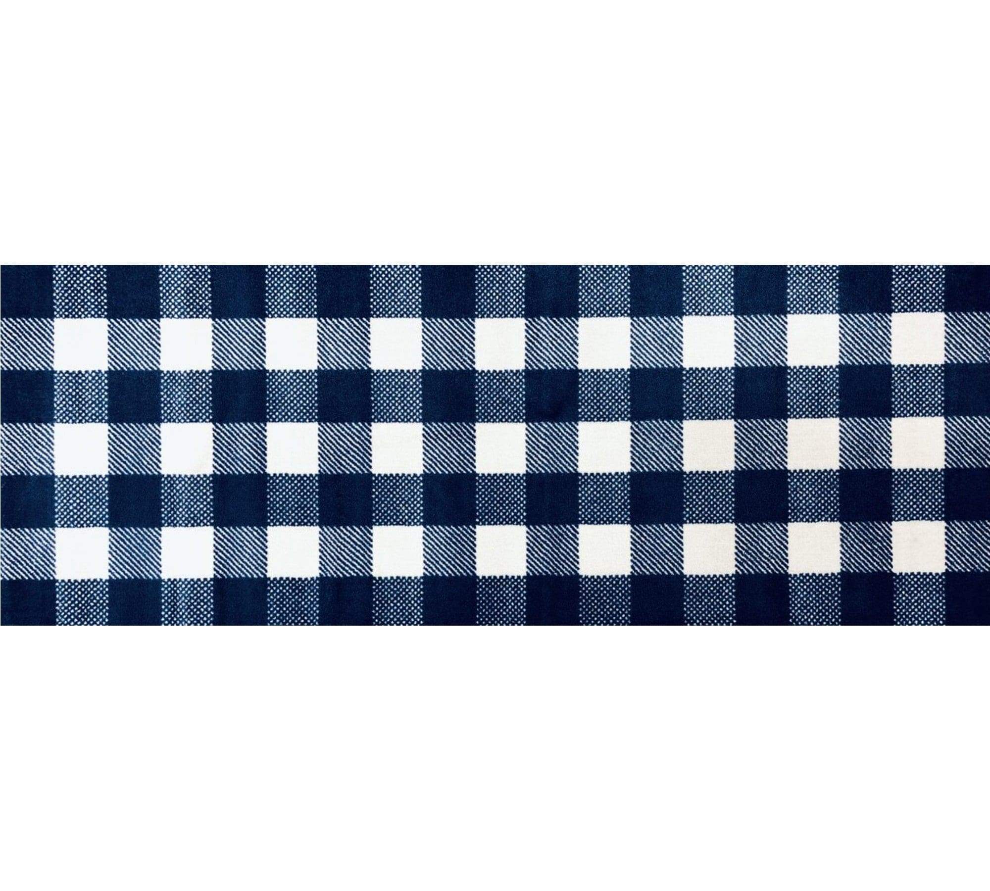 2' X 6' Navy and White Buffalo Plaid Washable Runner Rug - Image 2