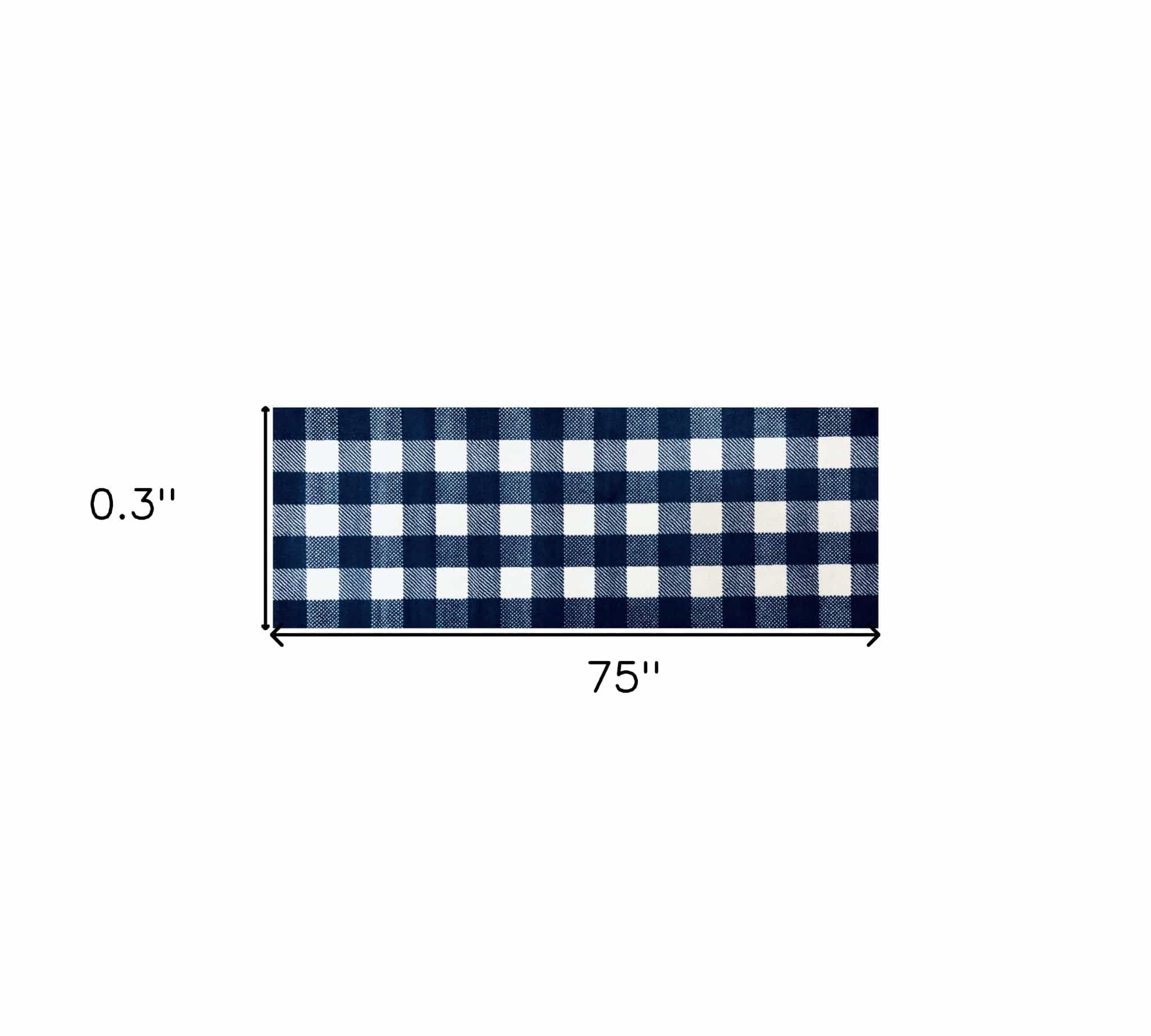 2' X 6' Navy and White Buffalo Plaid Washable Runner Rug - Image 3