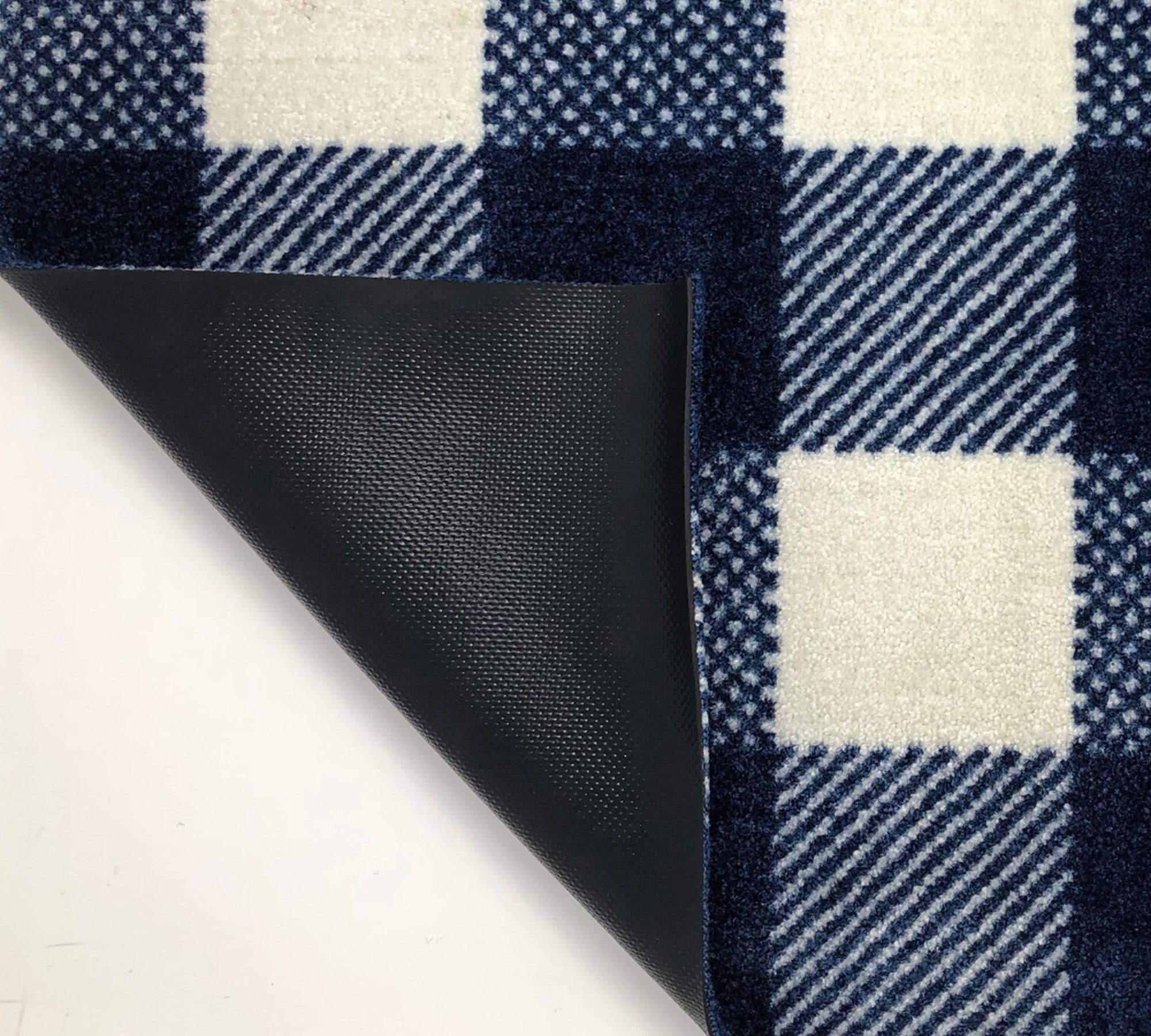 2' X 6' Navy and White Buffalo Plaid Washable Runner Rug - Image 5