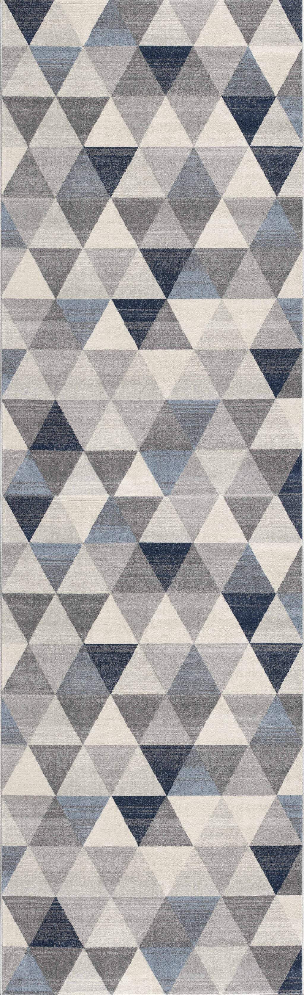 2' X 6' Navy Blue Geometric Diamond Area Rug - Image 2