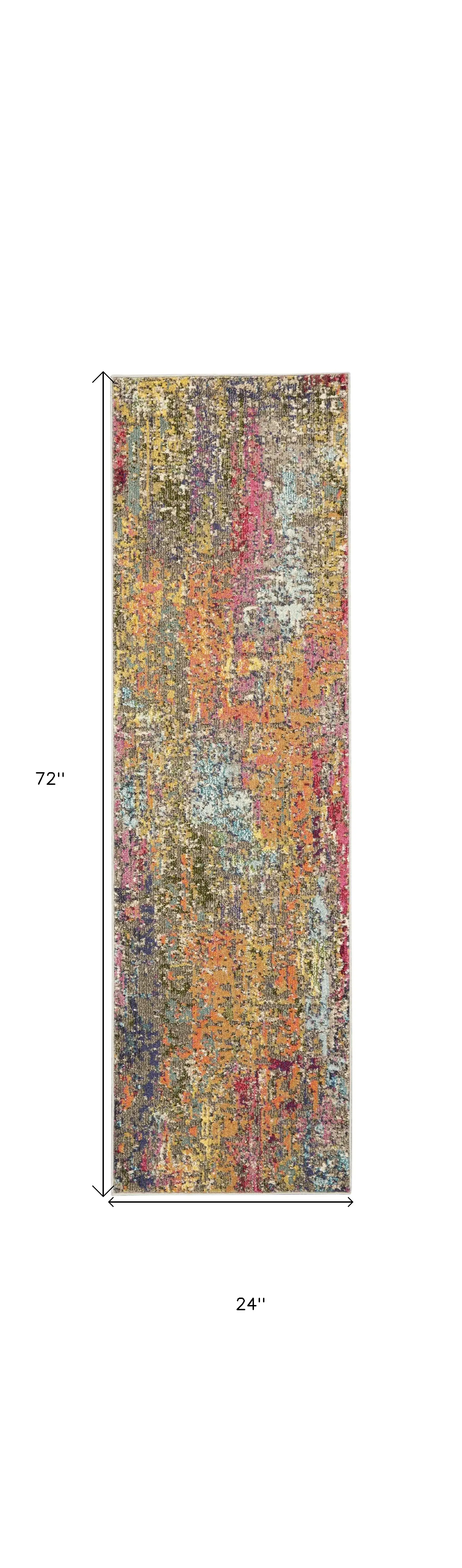2' X 6' Sunset Abstract Power Loom Non Skid Area Rug - Image 5