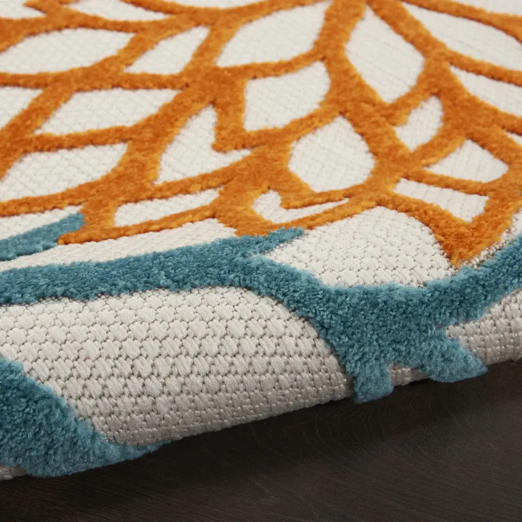 2' X 6' Turquoise Floral Non Skid Indoor Outdoor Runner Rug - Image 4