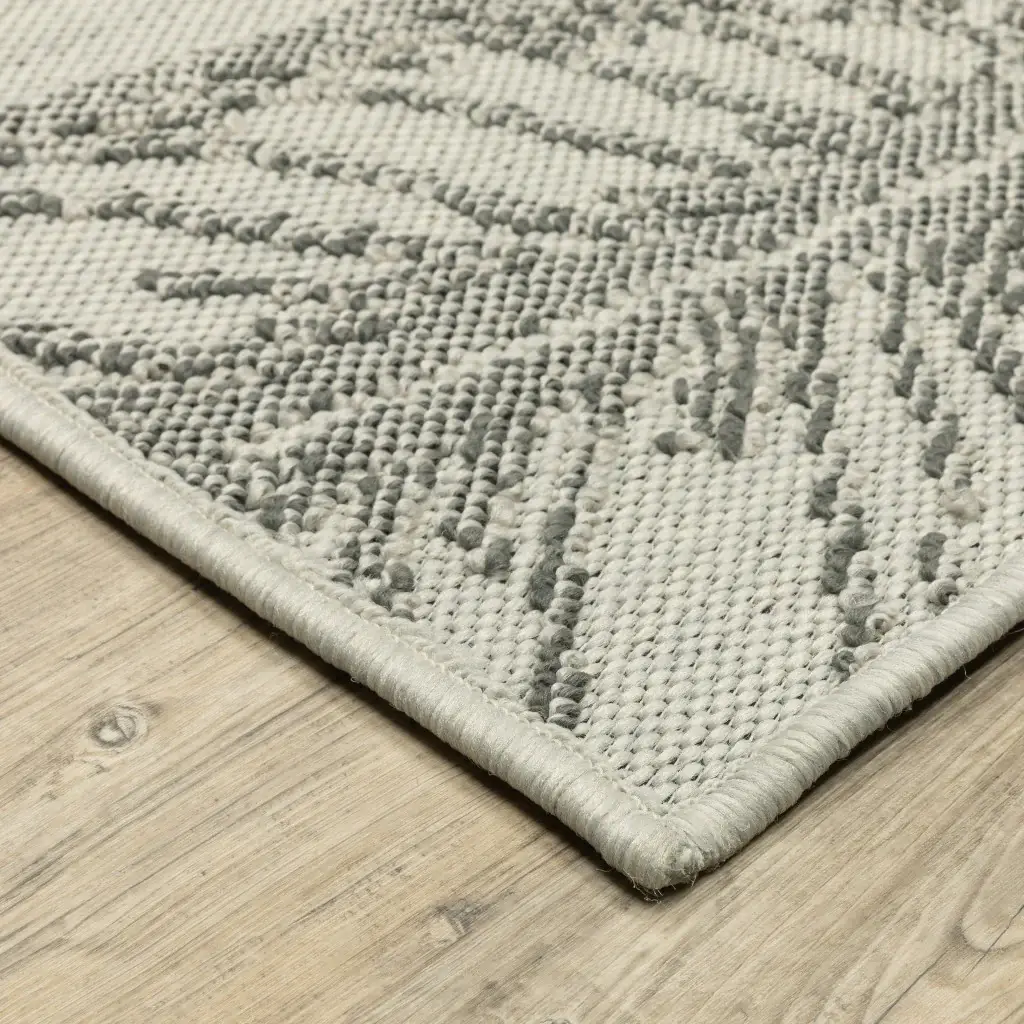 2' X 7' Beige Floral Stain Resistant Indoor Outdoor Area Rug - Image 3